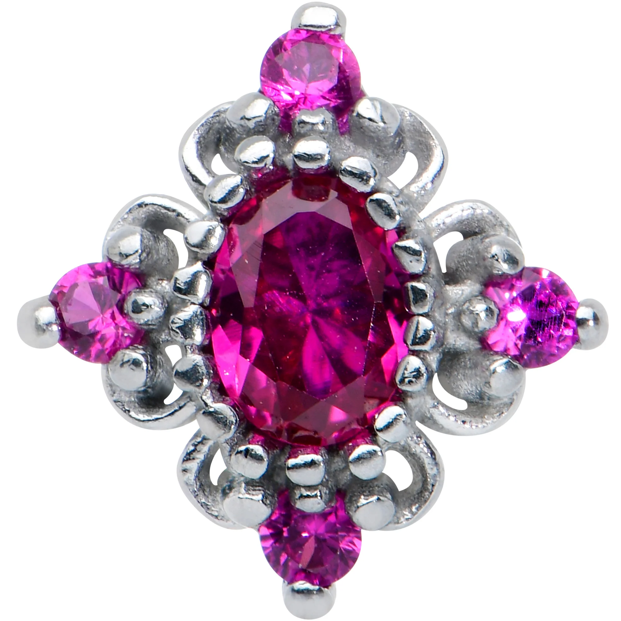 Pink Gem Rhombus Royale Barbell Tongue Ring - Image 2