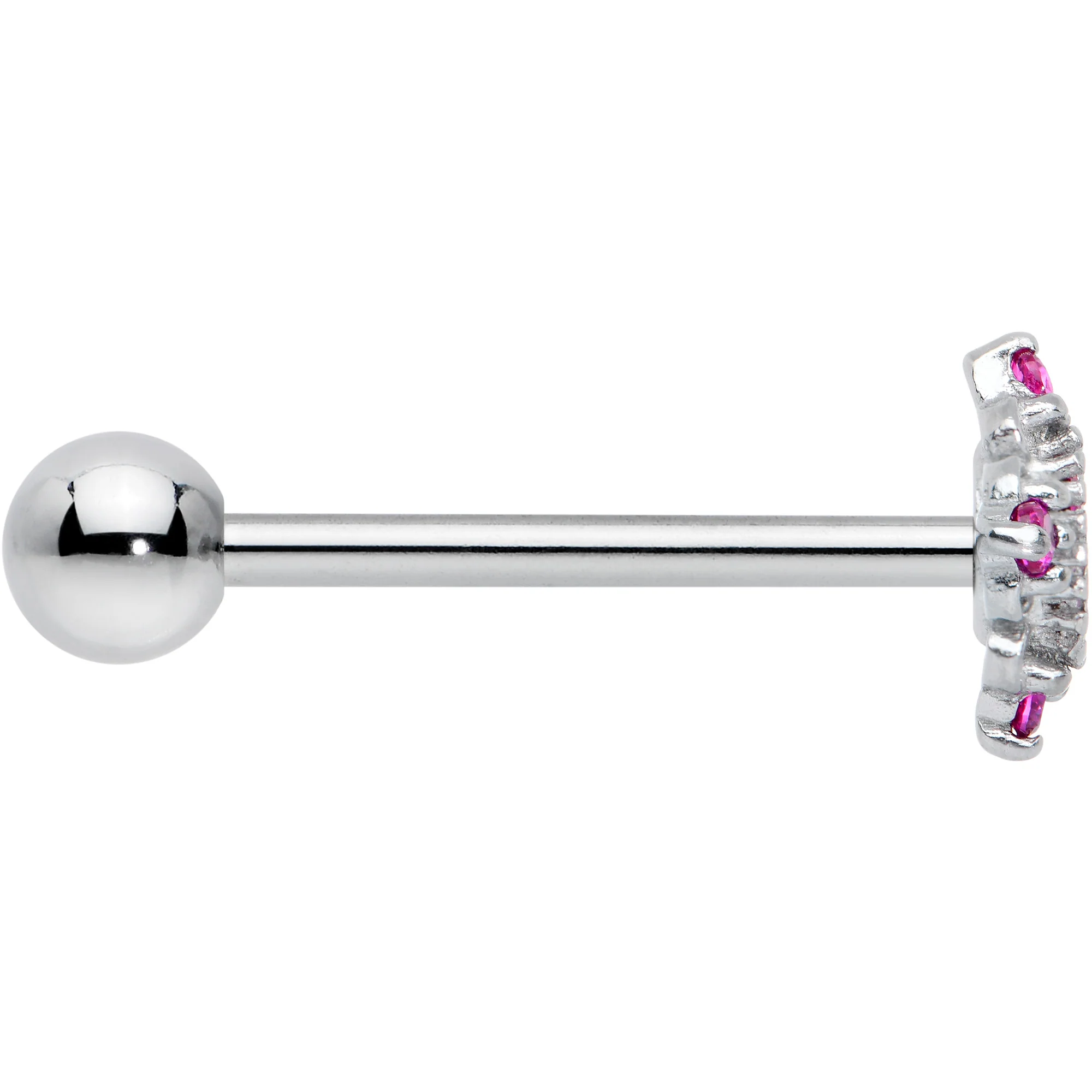 Pink Gem Rhombus Royale Barbell Tongue Ring - Image 3
