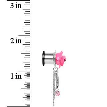 Pink Gem Rose Flower Angel Wing Dangle Plug Sizes 5mm to 12mm - Image 4