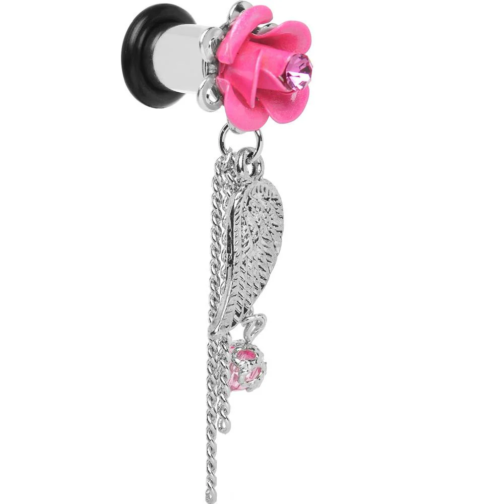Pink Gem Rose Flower Angel Wing Dangle Plug Sizes 5mm to 12mm - Image 7