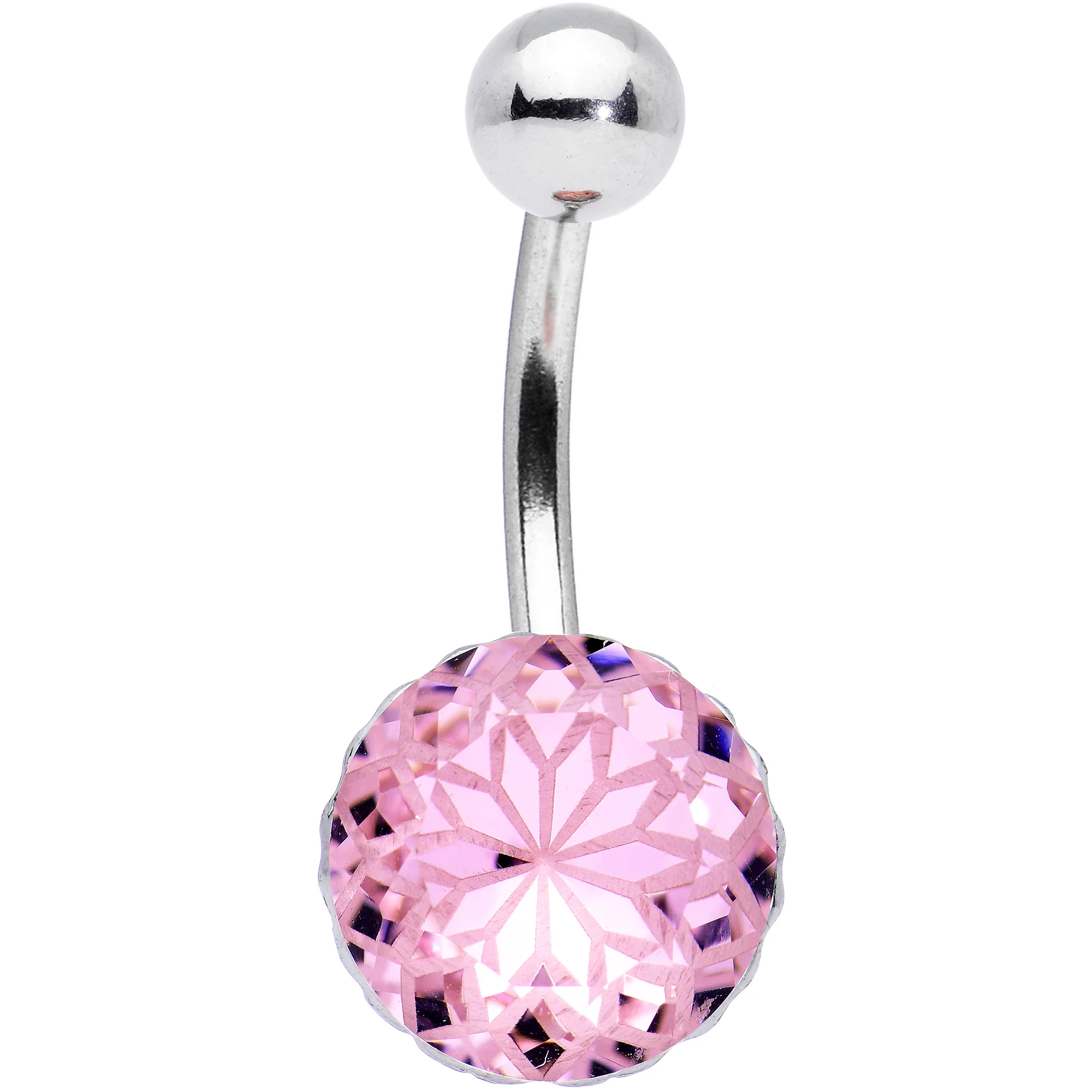 Pink Gem Stylish Elegance Mandala Flower Belly Ring - Image 2
