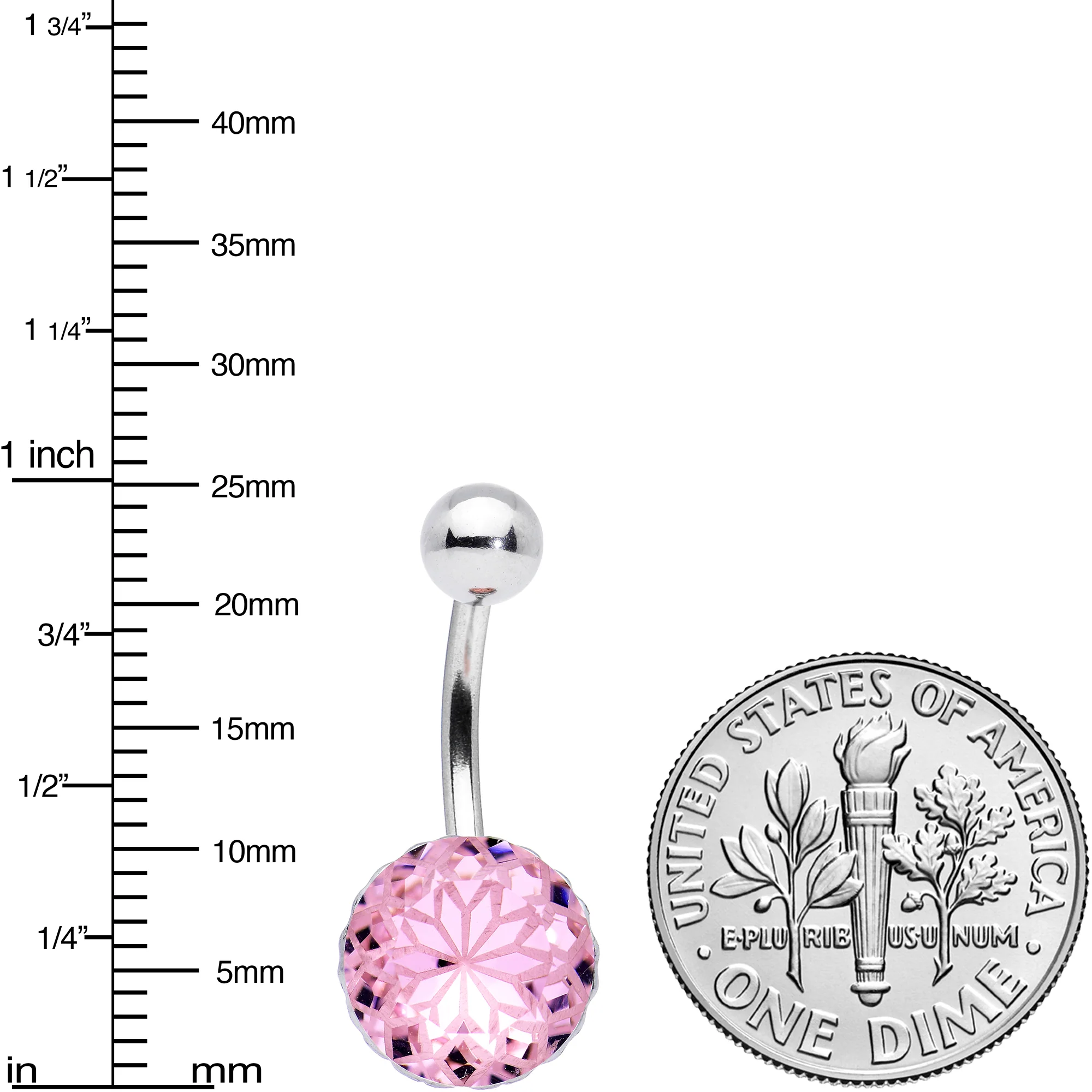 Pink Gem Stylish Elegance Mandala Flower Belly Ring - Image 3