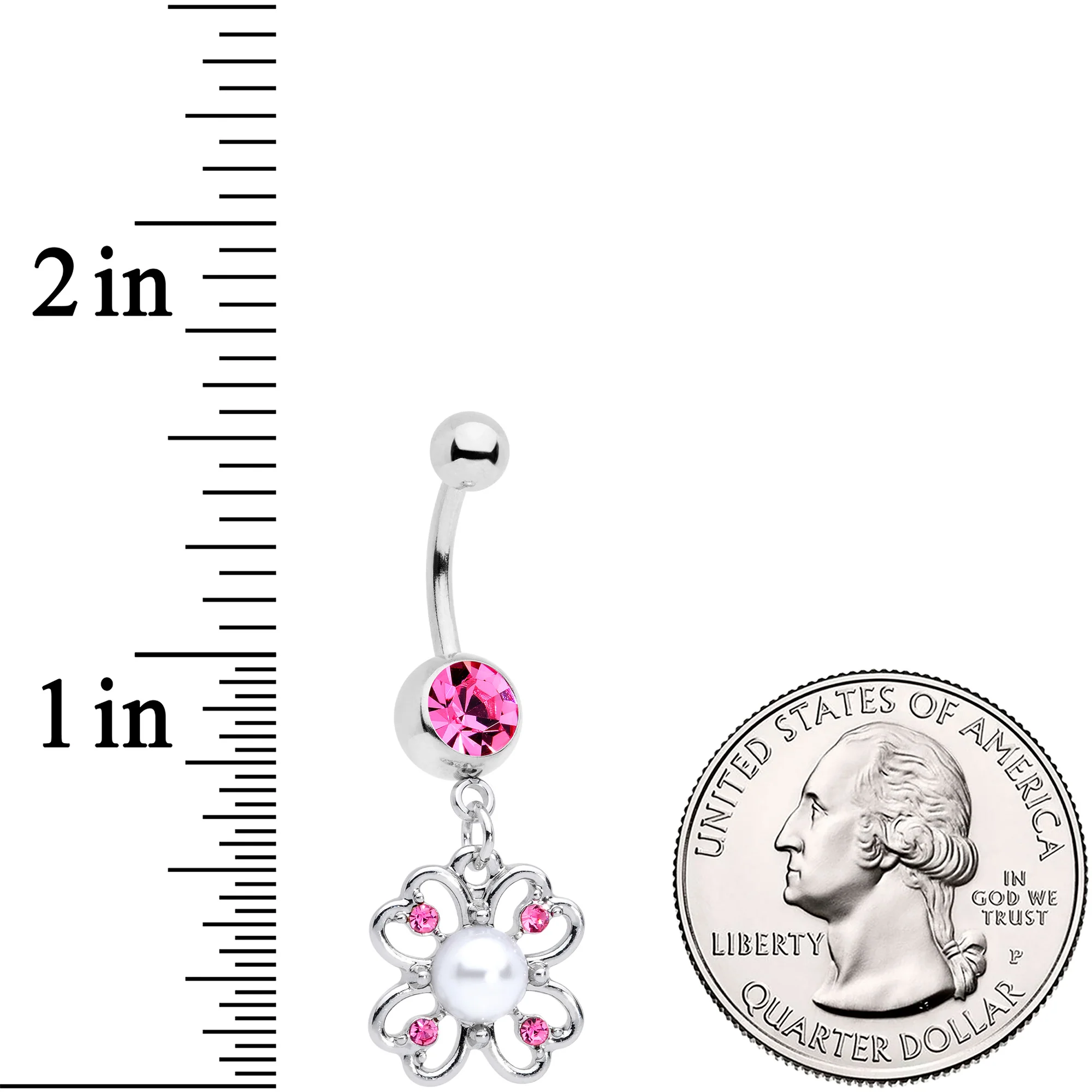Pink Gem Sumptuous Shamrock St Patricks Day Dangle Belly Ring - Image 2