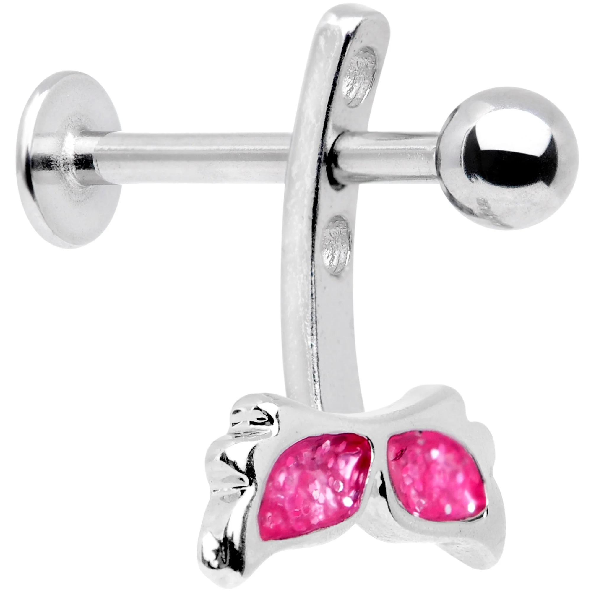 Pink Glitter Mermaid Tail Dangle Cartilage Tragus Helix Piercing - Image 2