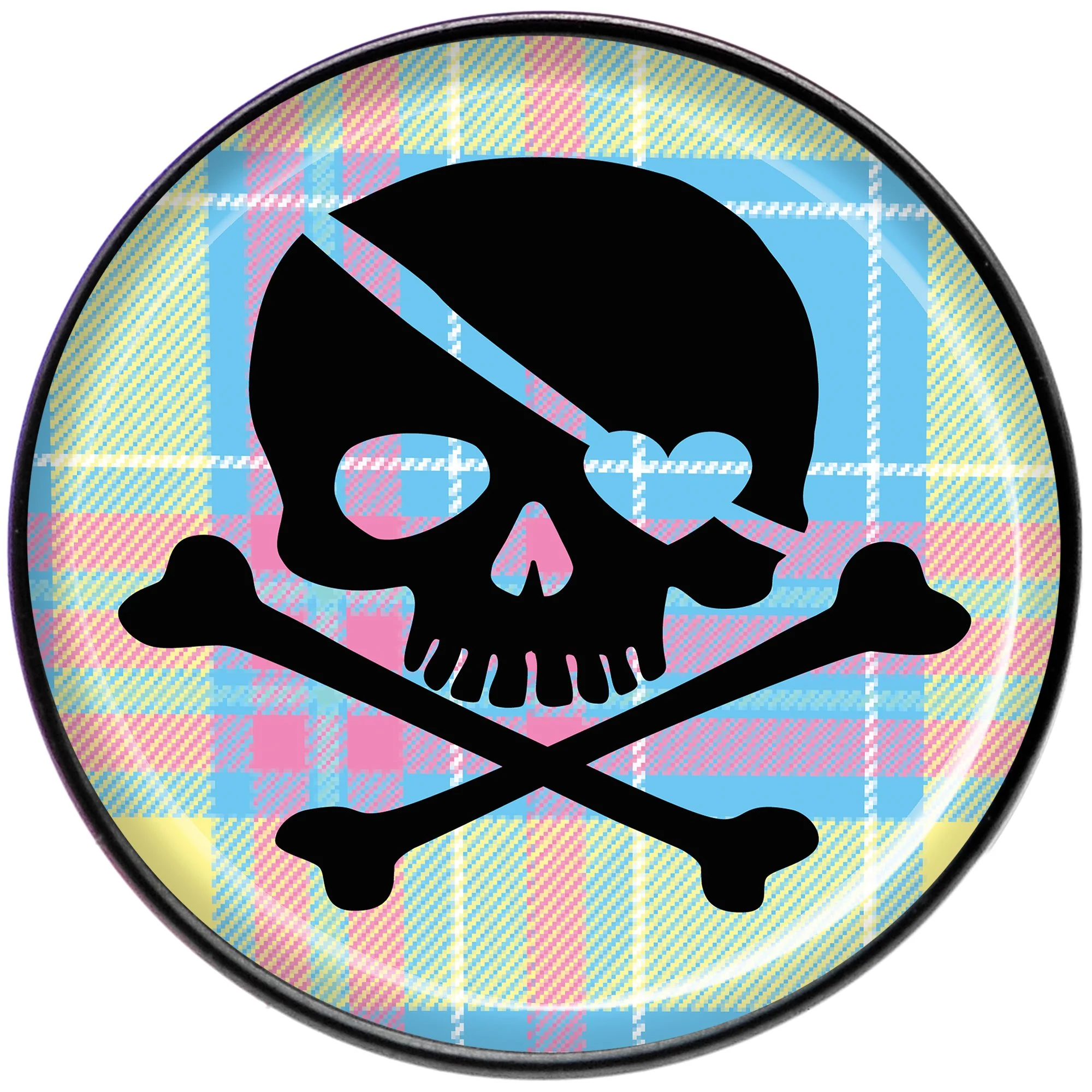 Pink Green Plaid Heart Skull Black Barbell Tongue Ring - Image 2