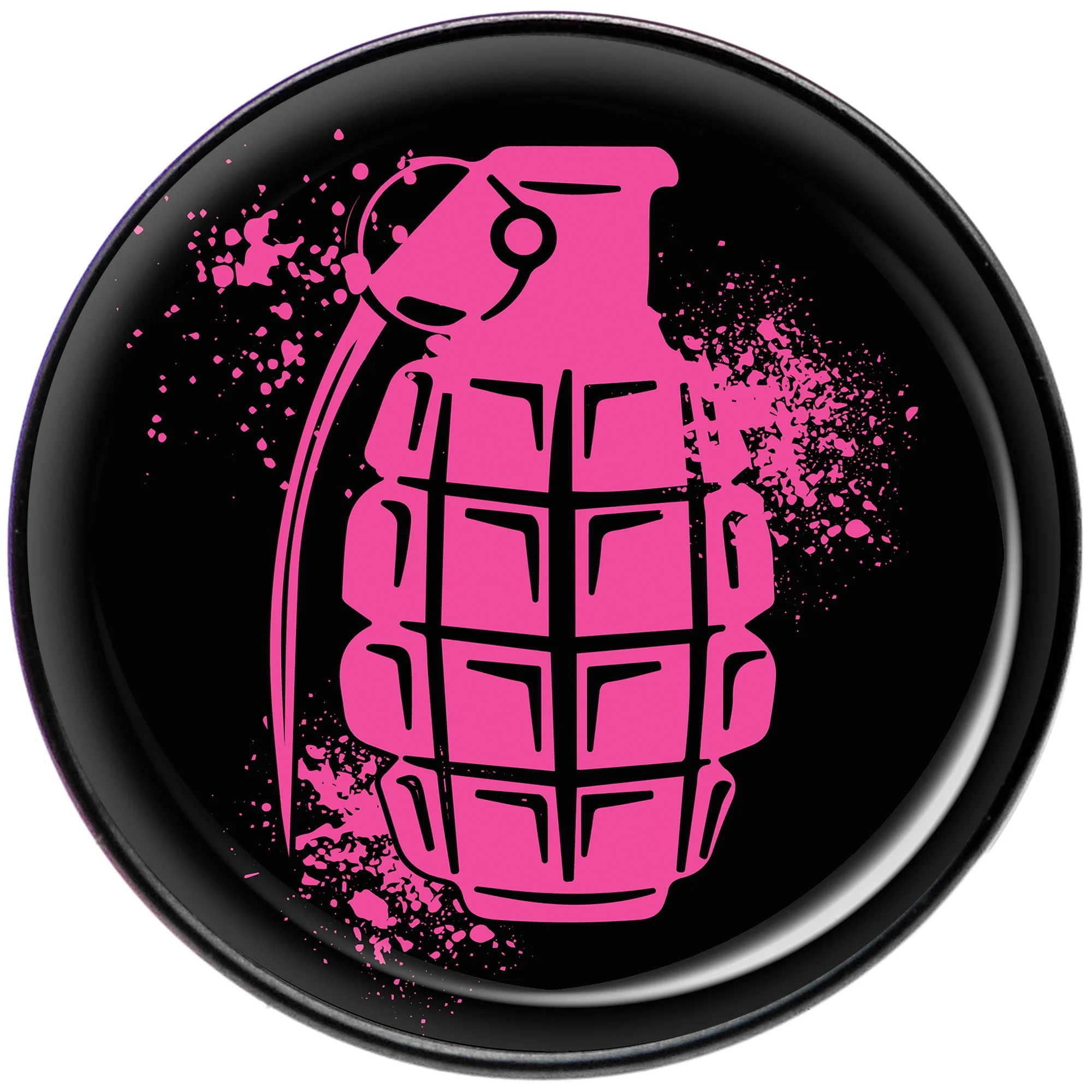 Pink Grenade Black Barbell Tongue Ring - Image 2