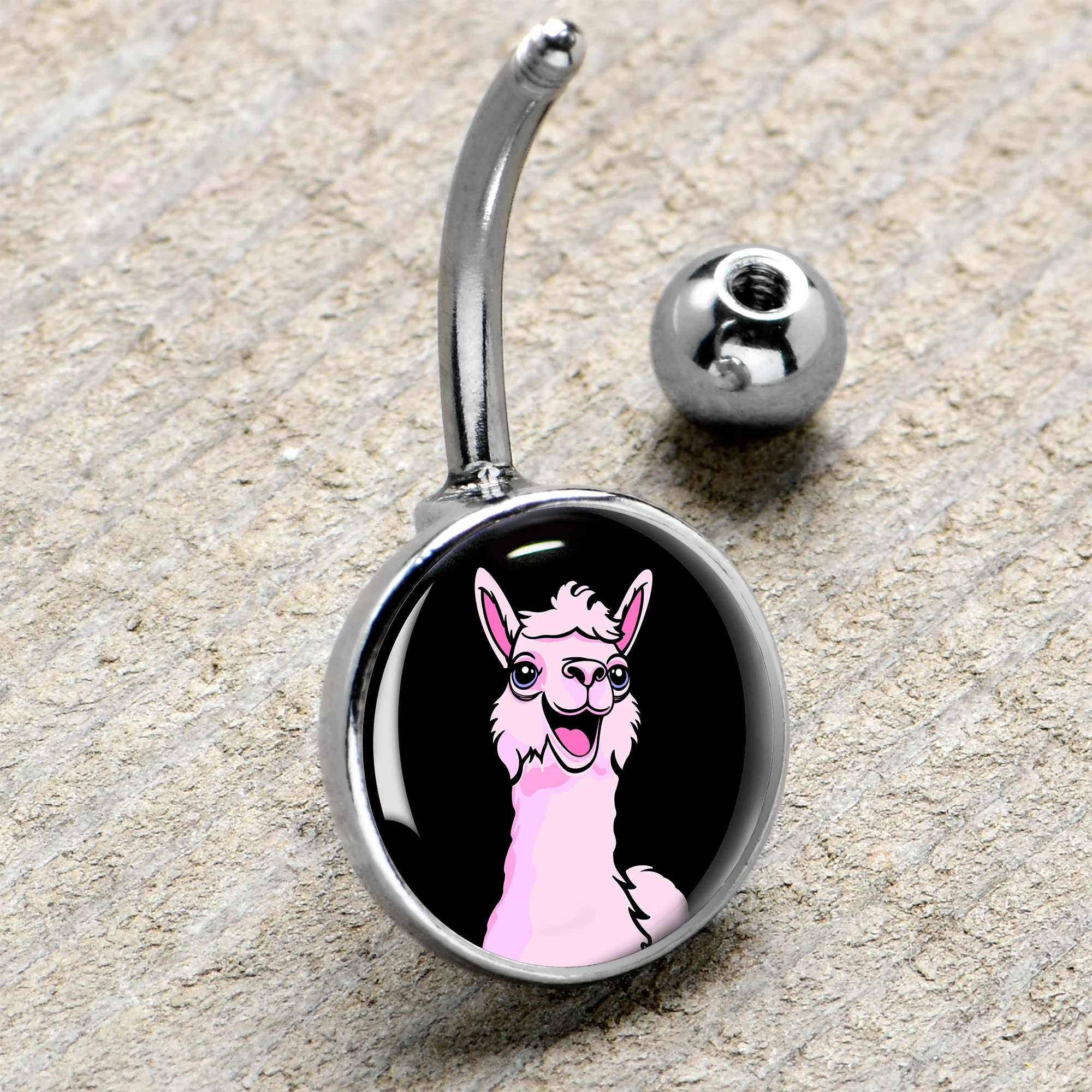 Pink Happy Llama Belly Ring by Onyx O - Image 4