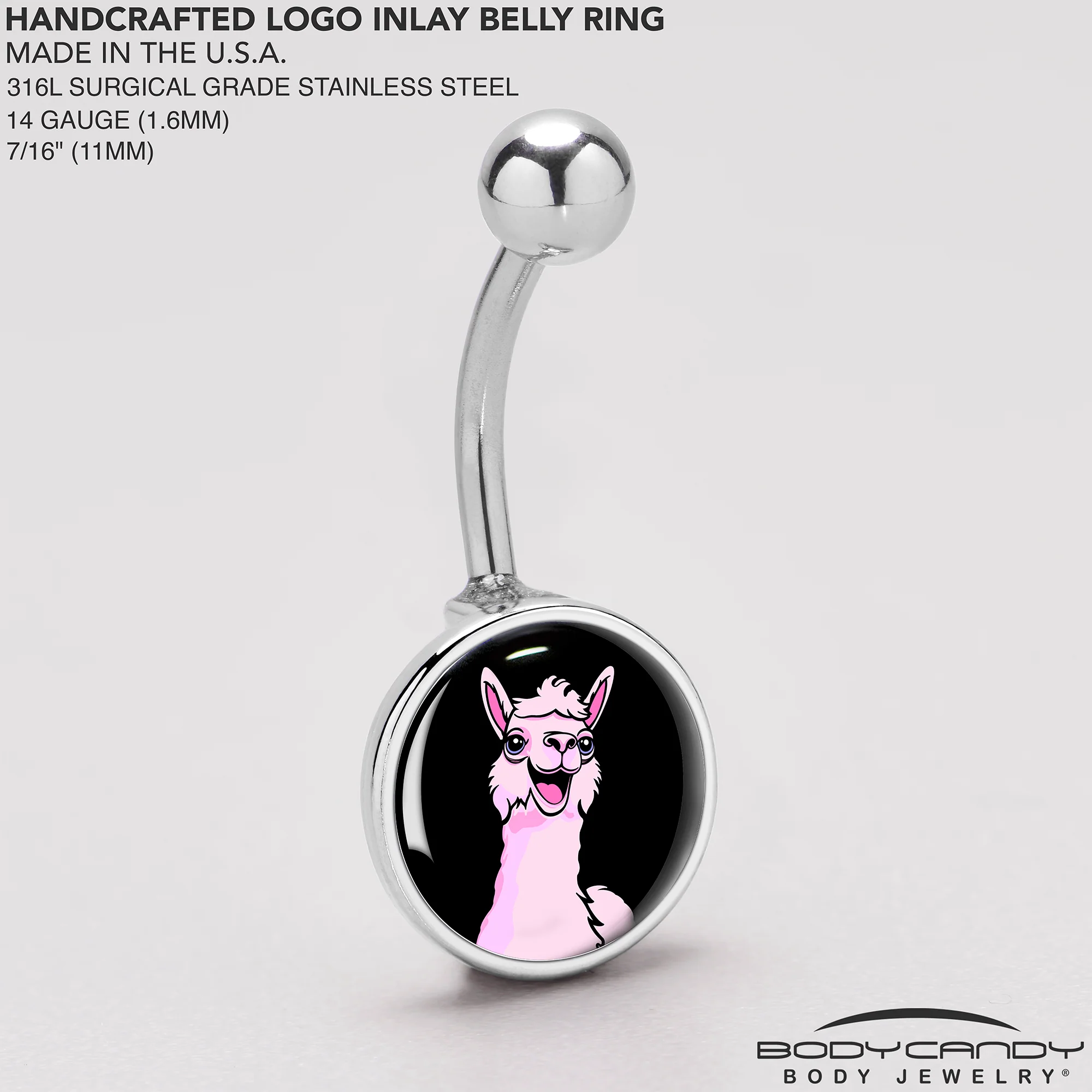Pink Happy Llama Belly Ring by Onyx O - Image 5