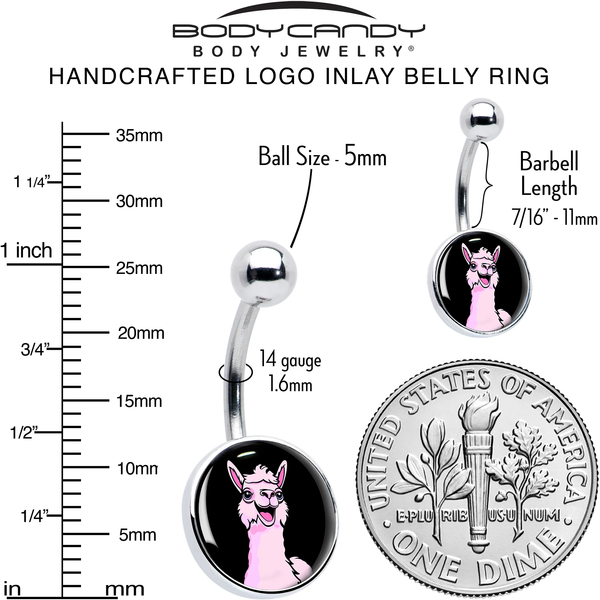 Pink Happy Llama Belly Ring by Onyx O - Image 6