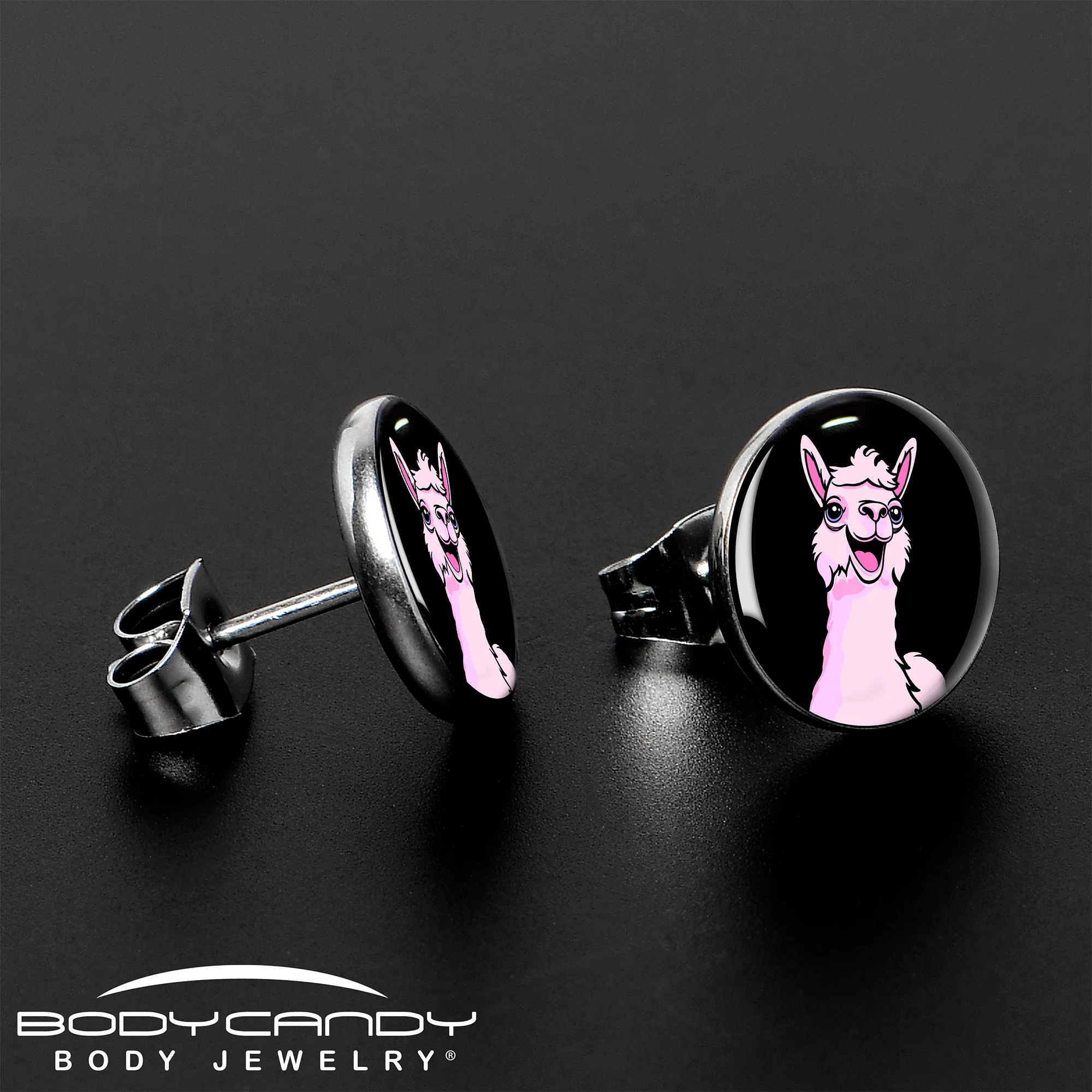 Pink Happy Llama Stud Earrings by Onyx O - Image 3