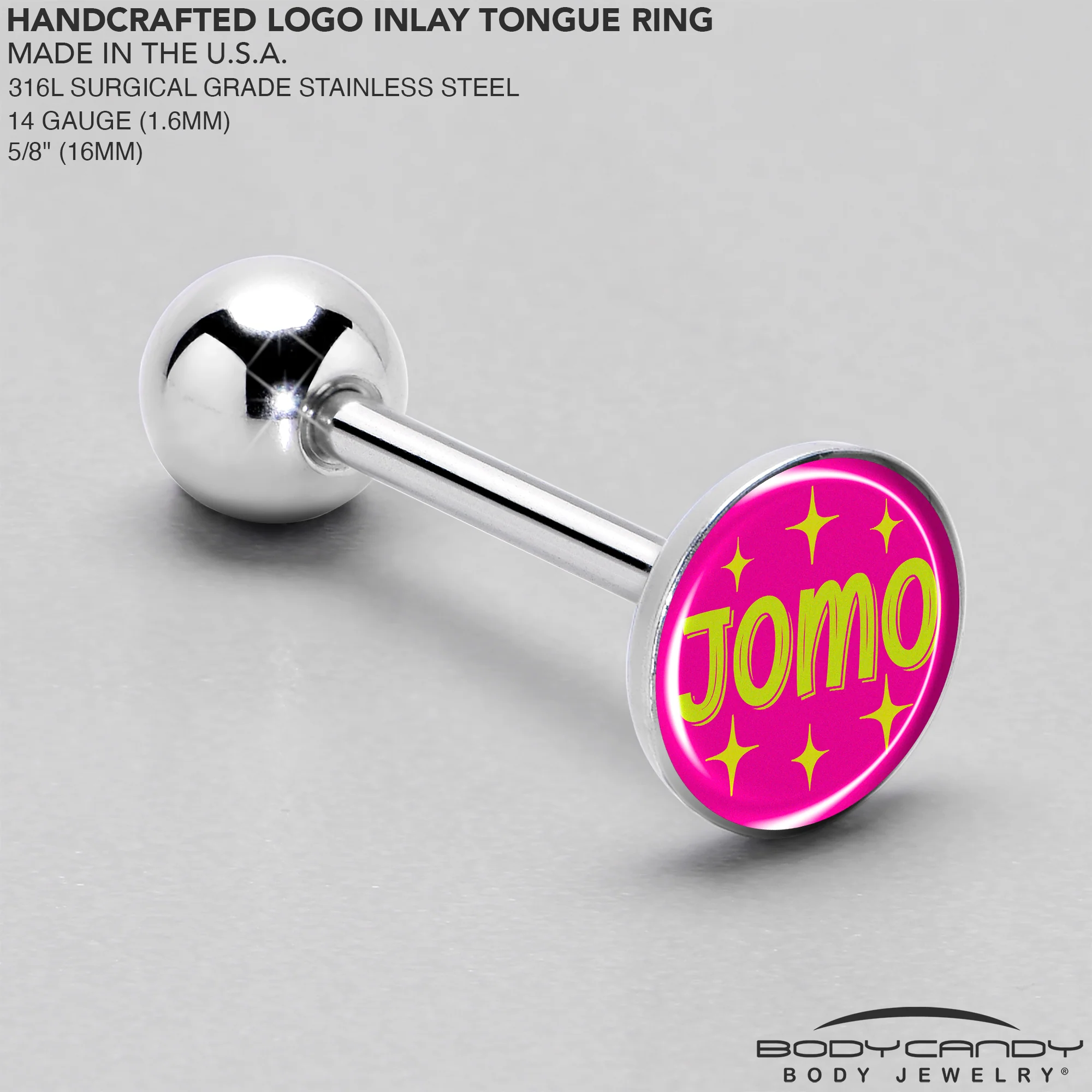 Pink JOMO Barbell Tongue Ring by Onyx O - Image 4