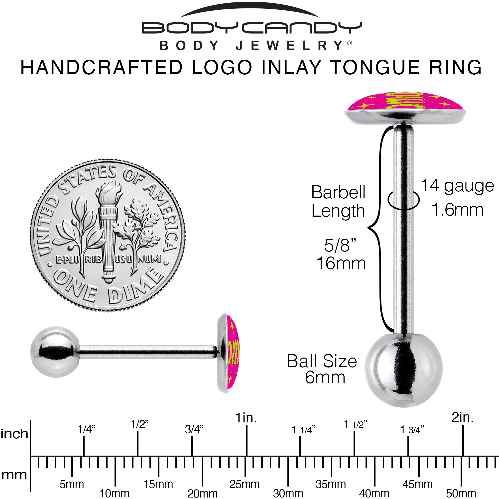 Pink JOMO Barbell Tongue Ring by Onyx O - Image 5