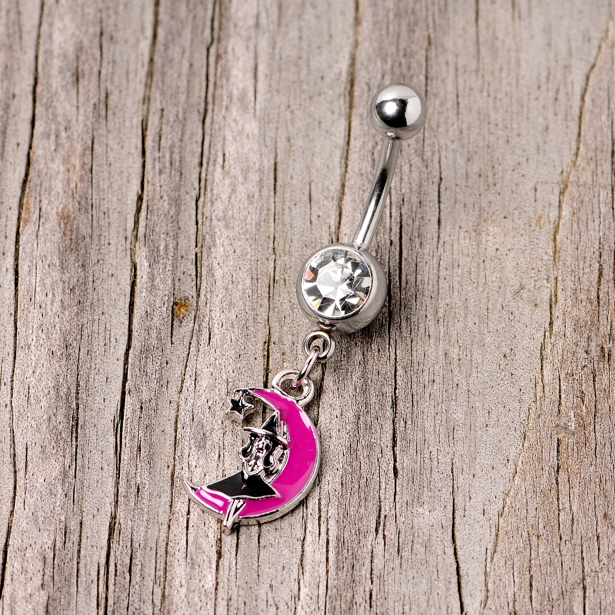 Pink Moon Witch Halloween Dangle Belly Ring - Image 5