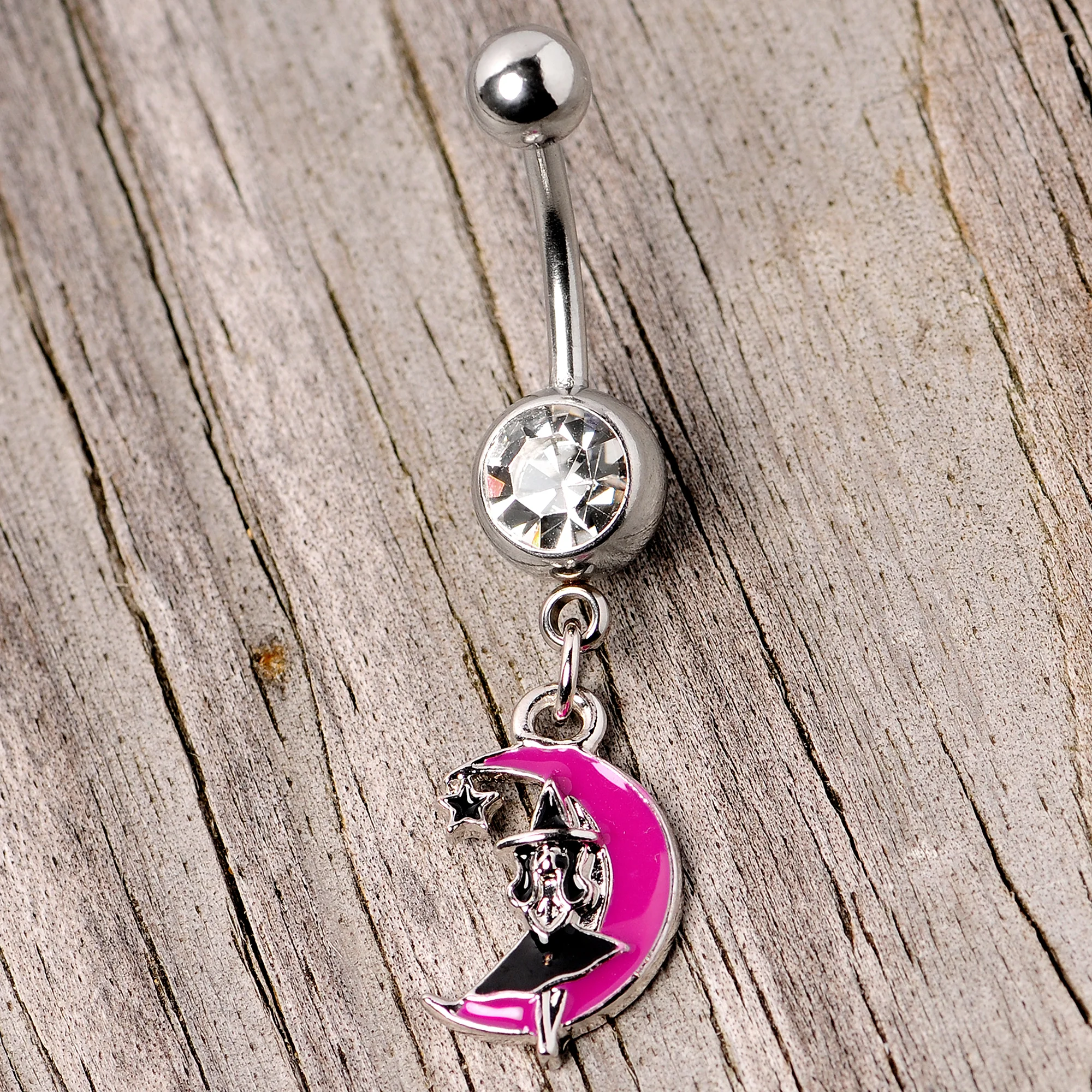 Pink Moon Witch Halloween Dangle Belly Ring - Image 6