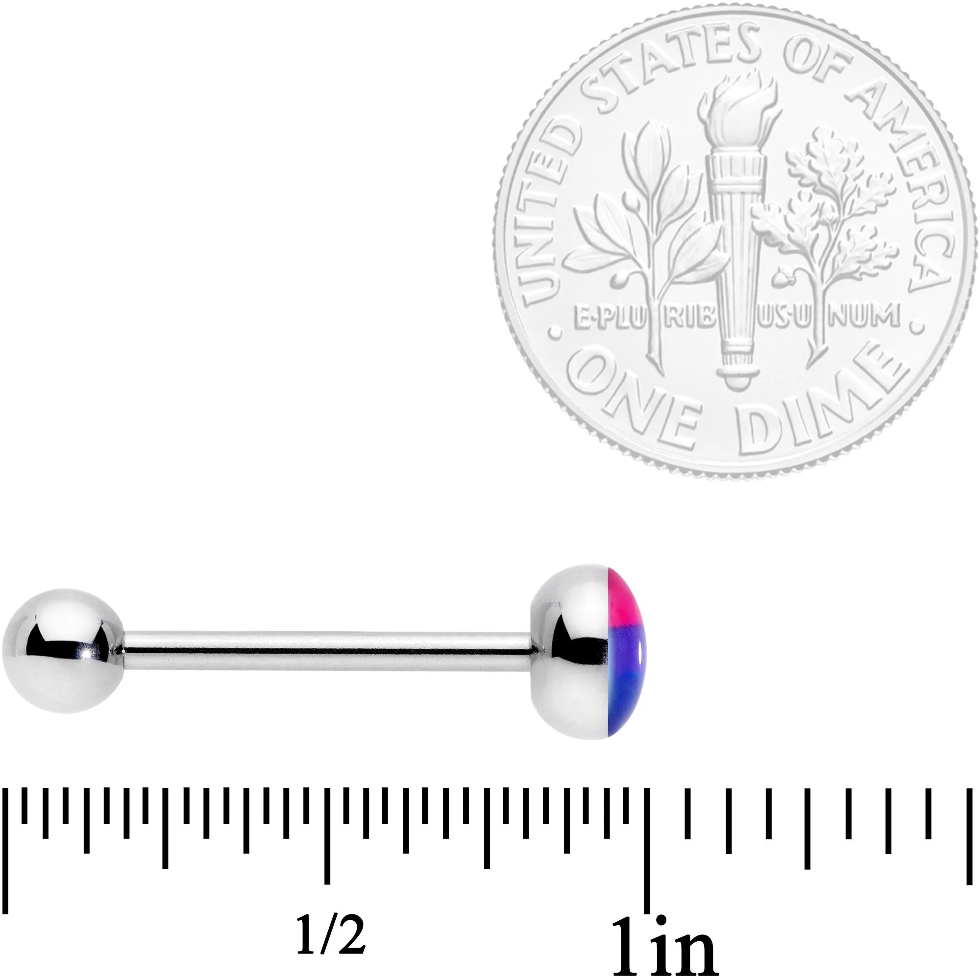 Pink Purple Blue Bisexual Pride Flag Barbell Tongue Ring - Image 4