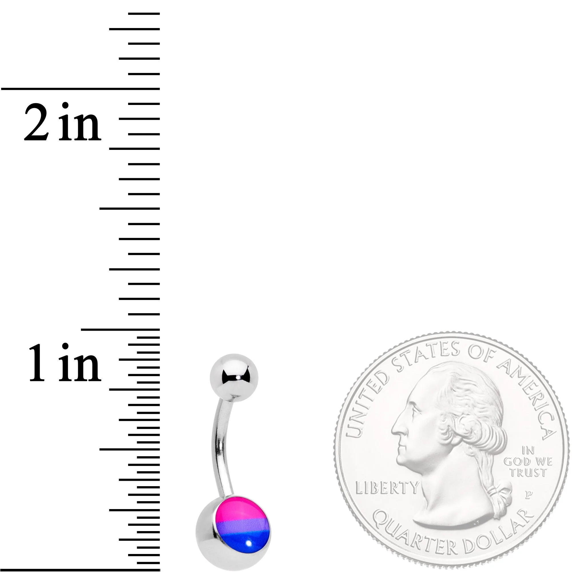 Pink Purple Blue Bisexual Pride Flag Belly Ring - Image 2