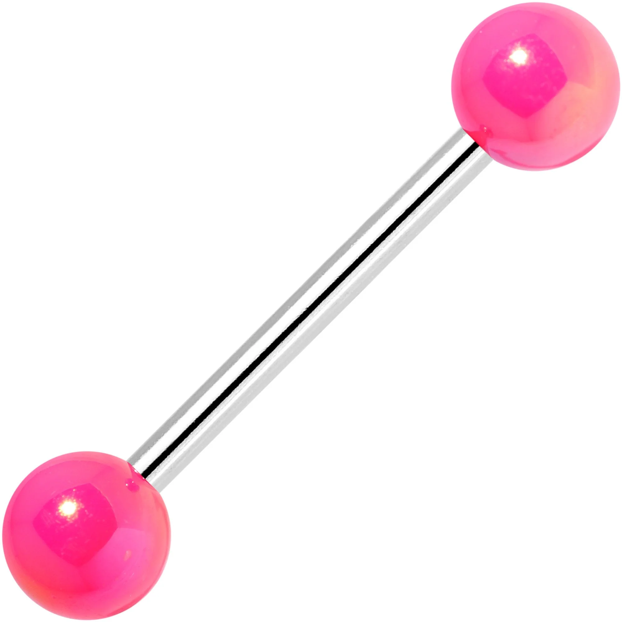 Pink Purple Green Neon Barbell Tongue Ring Set of 4 - Image 2