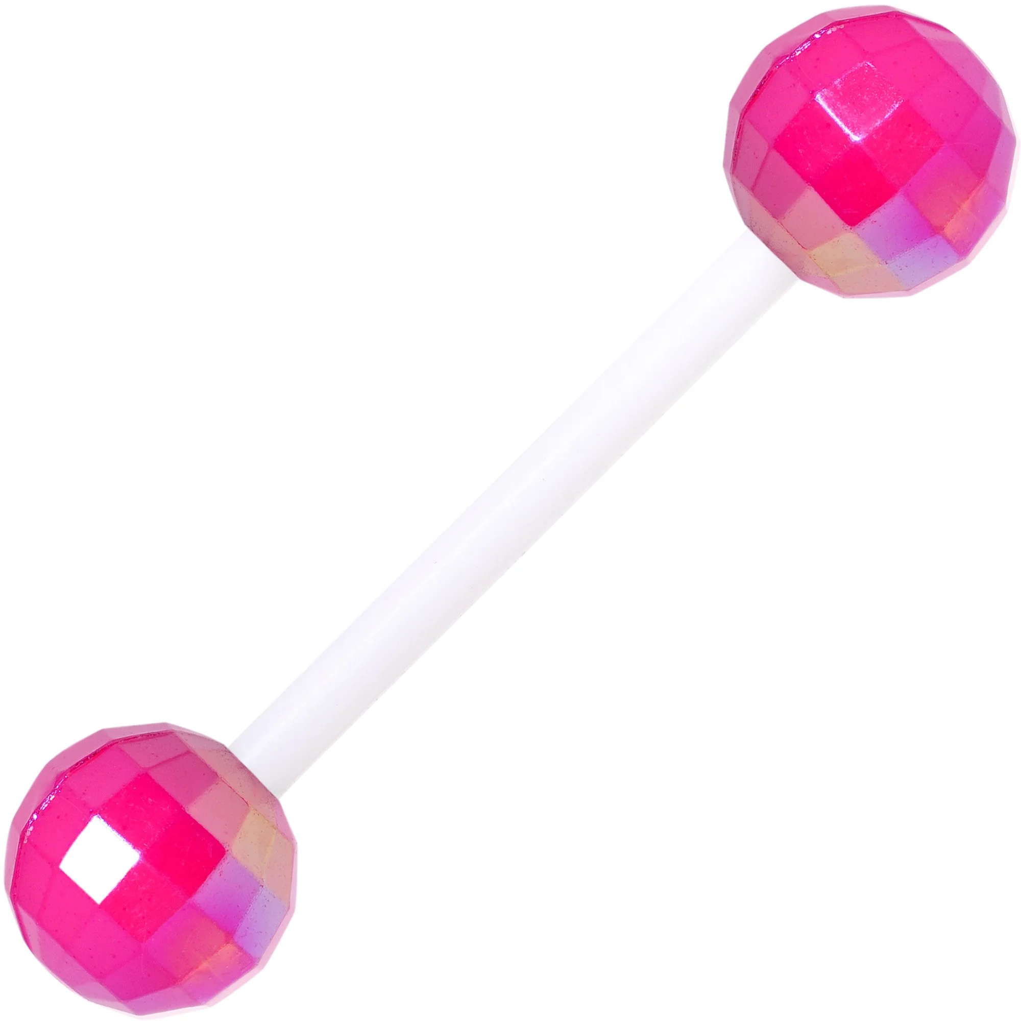 Pink Red Disco Ball Bioplast Barbell Tongue Ring Set of 4 - Image 3
