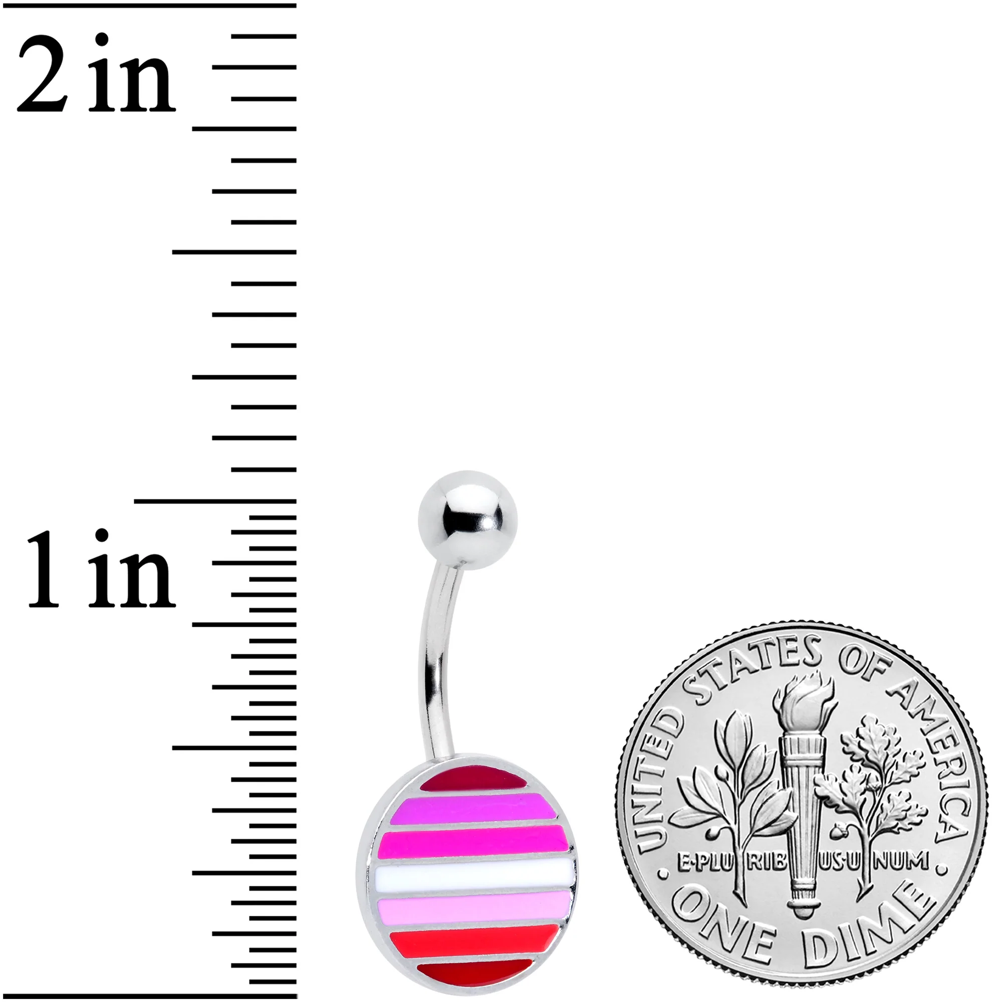 Pink Red White Lesbian Pride Flag Belly Ring - Image 3