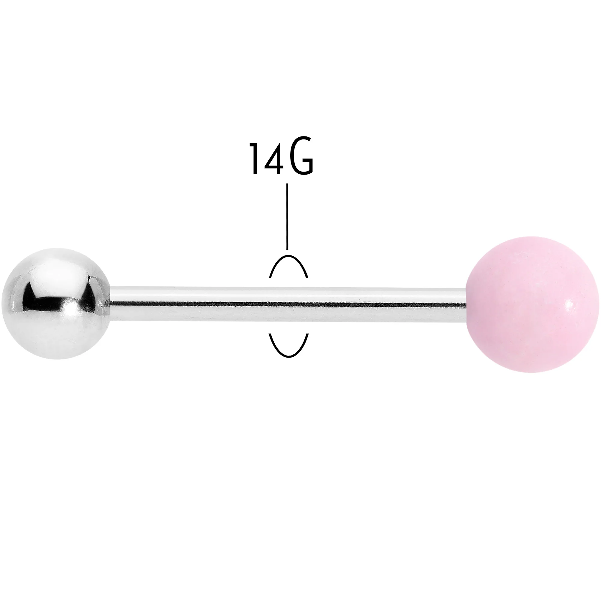 Pink Rose Quartz End Barbell Tongue Ring - Image 5