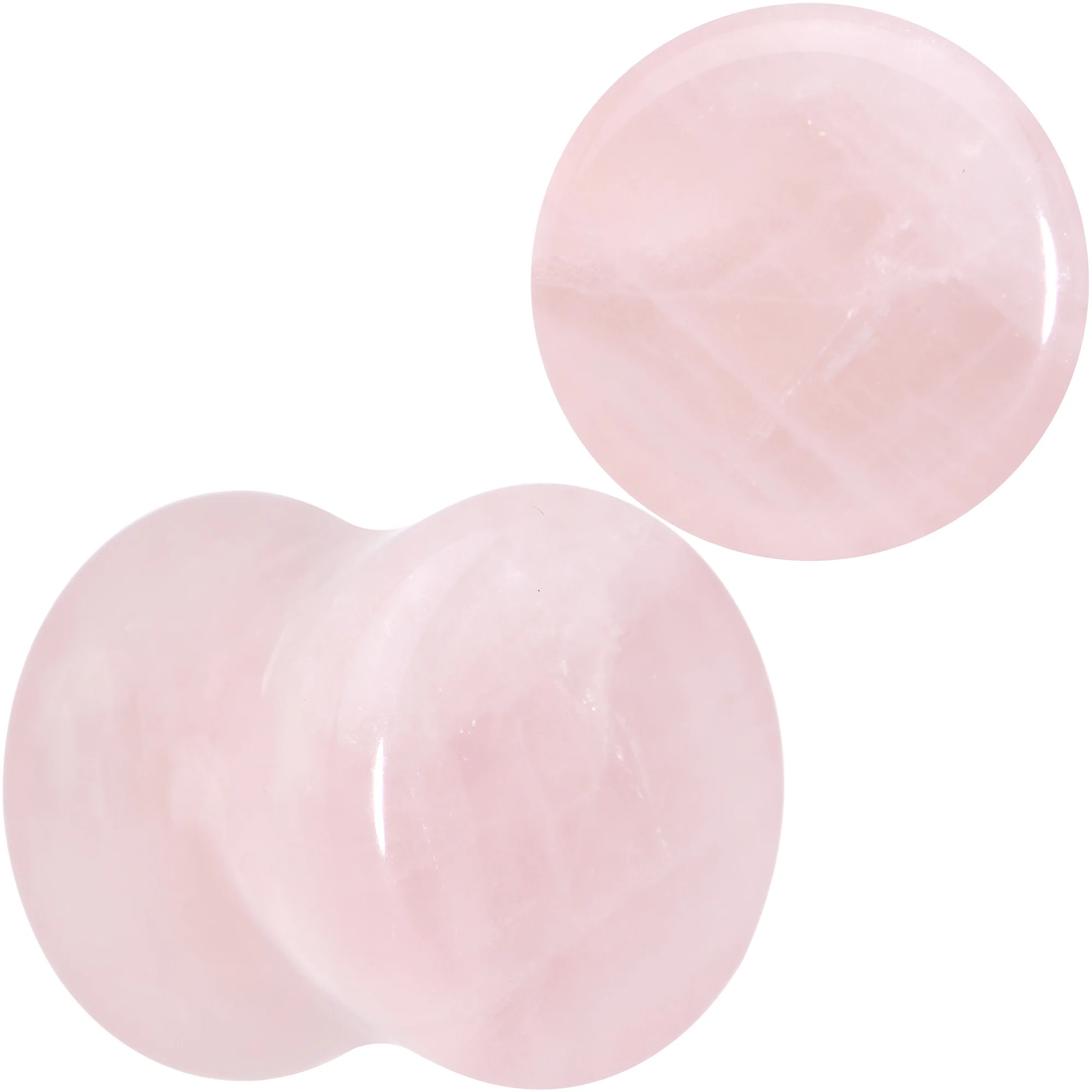 Pink Rose Quartz Round Double Flare Plug Set - Image 11