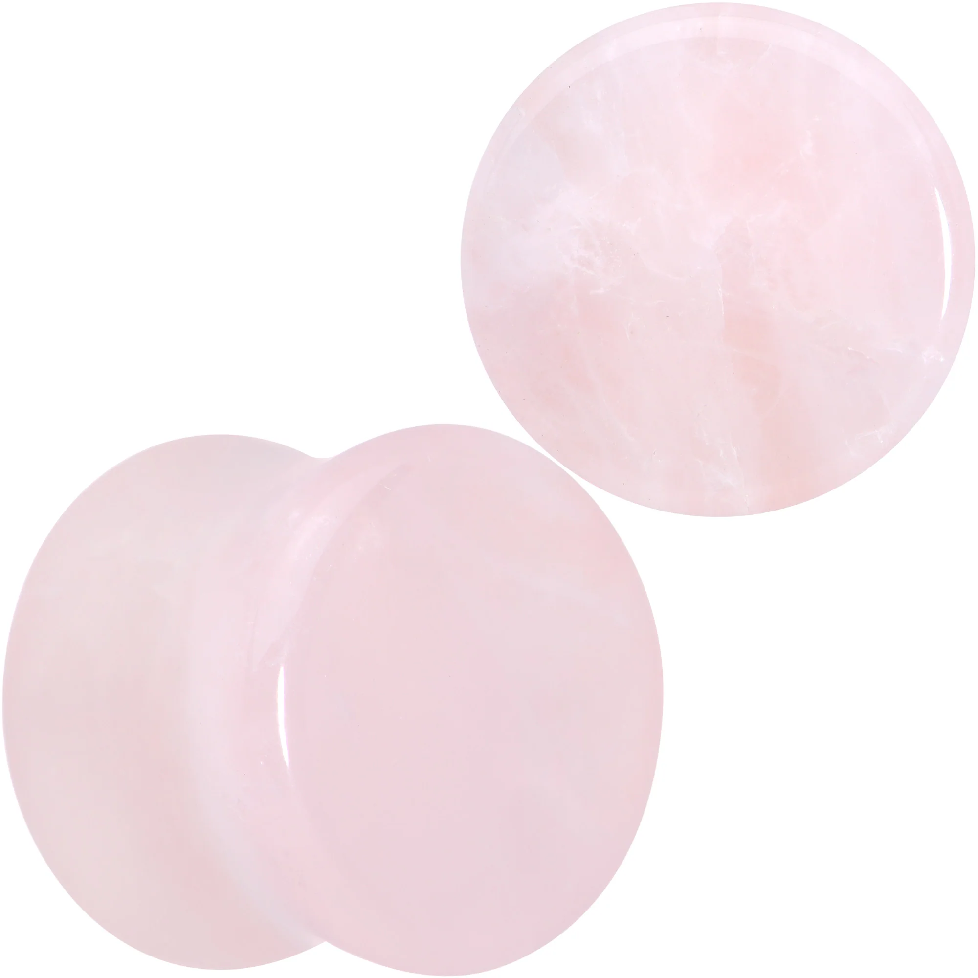 Pink Rose Quartz Round Double Flare Plug Set - Image 14