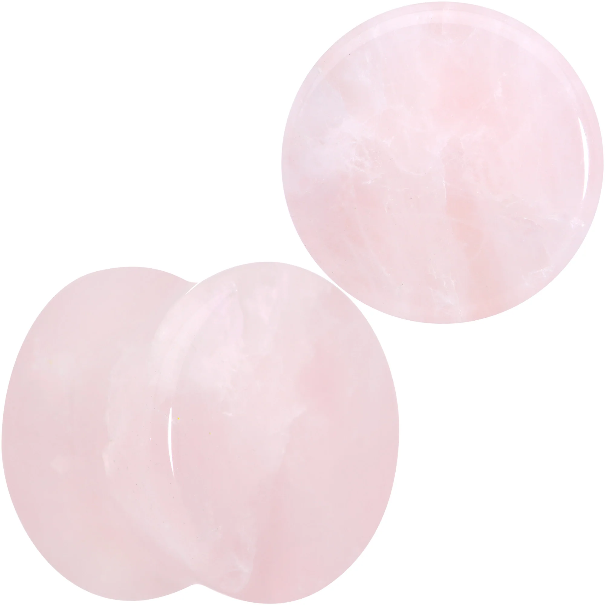 Pink Rose Quartz Round Double Flare Plug Set - Image 15