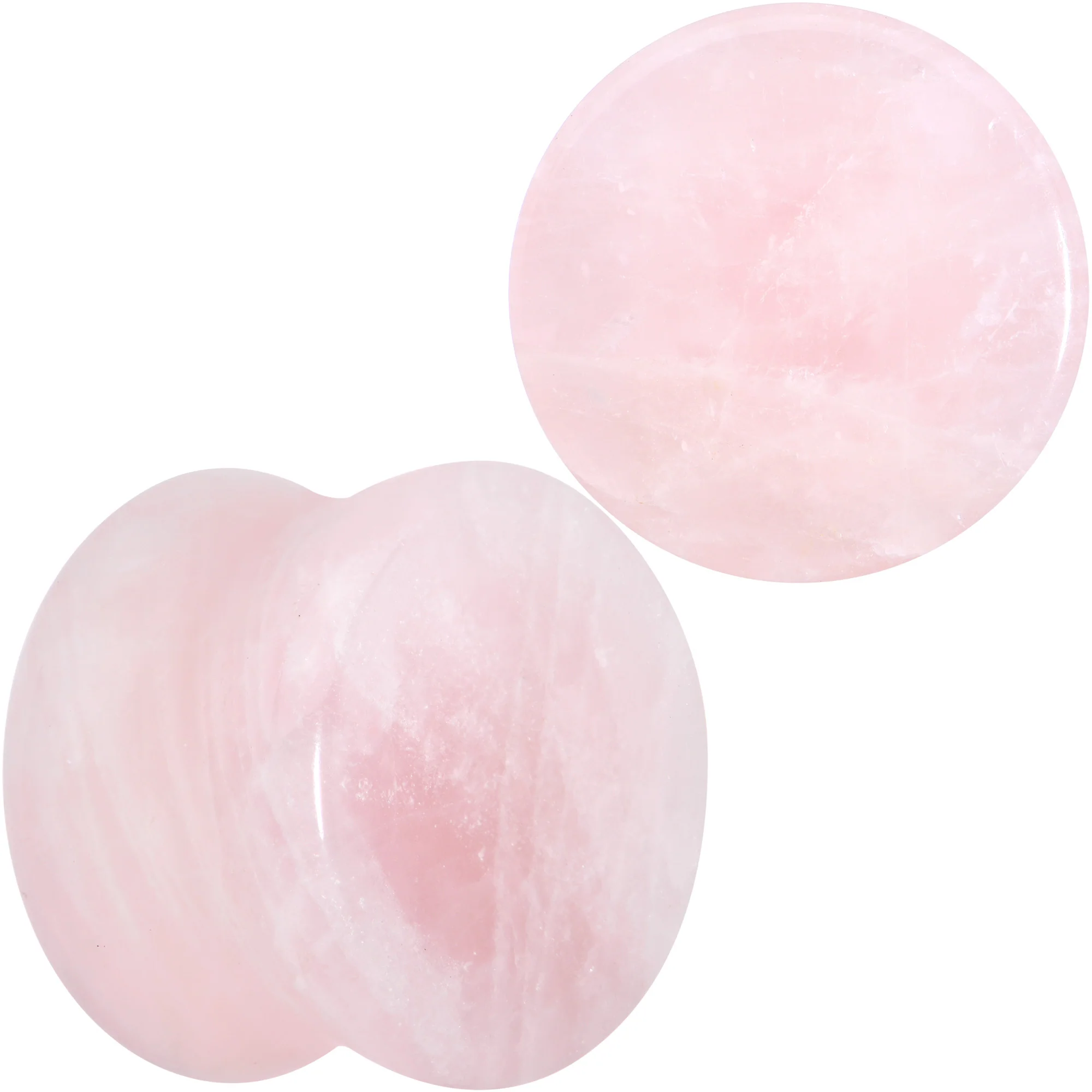 Pink Rose Quartz Round Double Flare Plug Set - Image 16