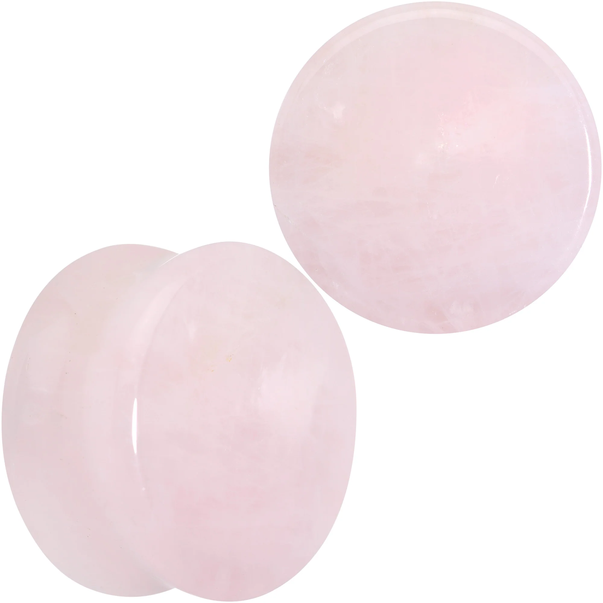 Pink Rose Quartz Round Double Flare Plug Set - Image 21