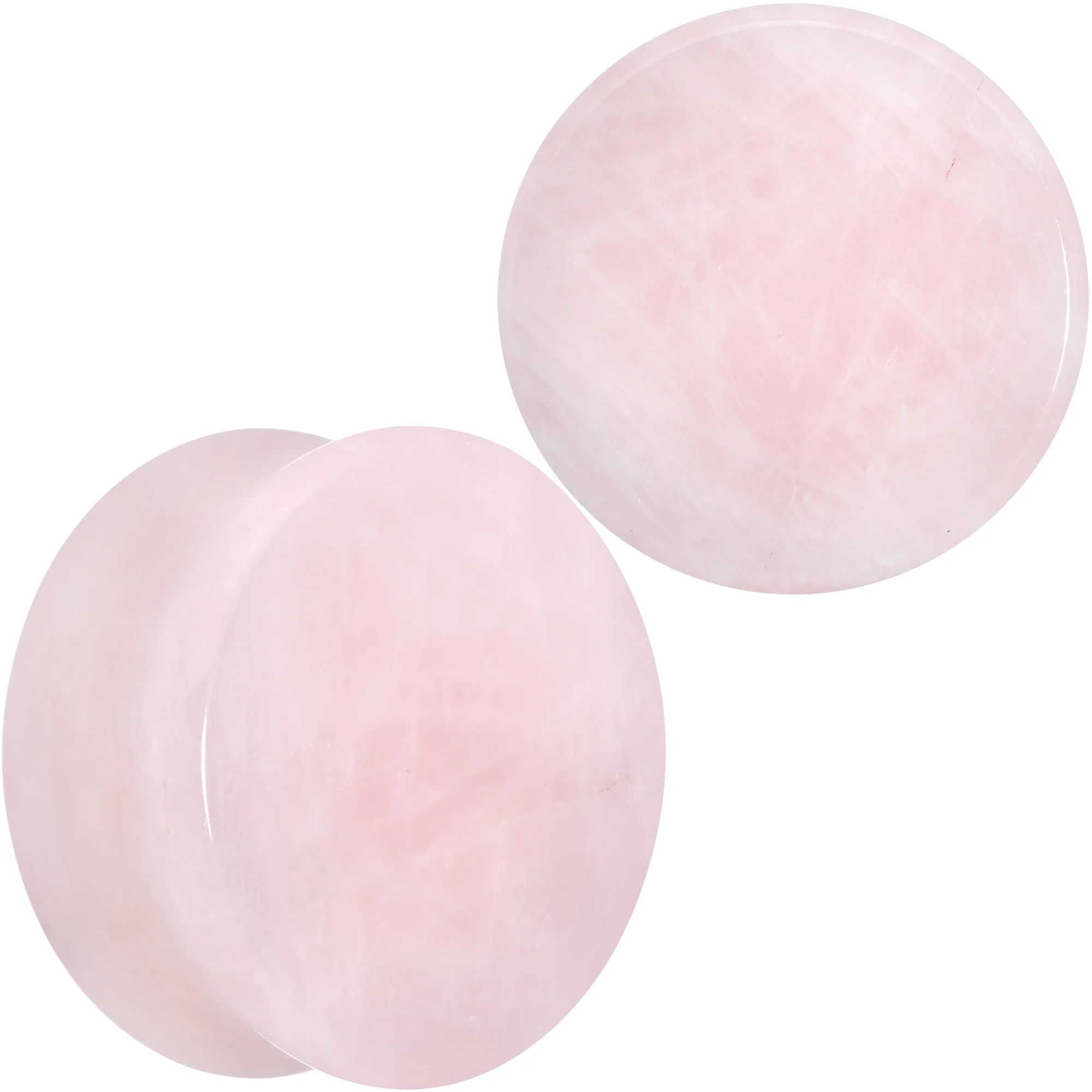 Pink Rose Quartz Round Double Flare Plug Set - Image 22