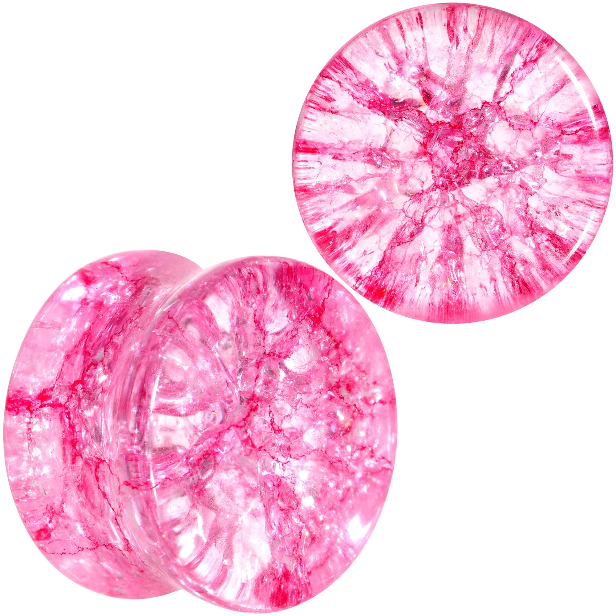 Pink Shattered Glass Flamingo Saddle Plug Set 6mm to 16mm - Image 8