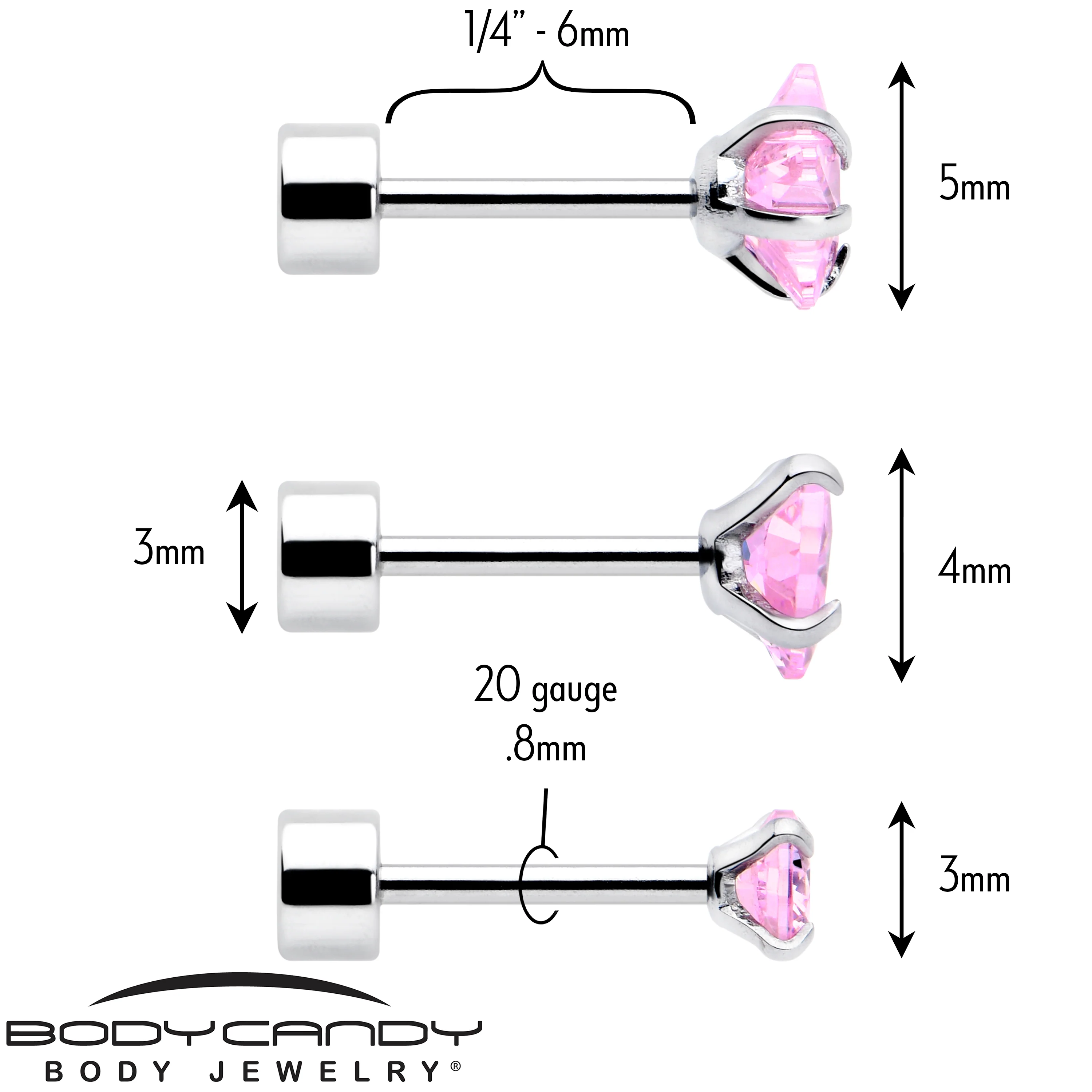 Pink Simplistic Heart Star CZ Flat Back Stud Earrings - 3 Pairs - Image 6