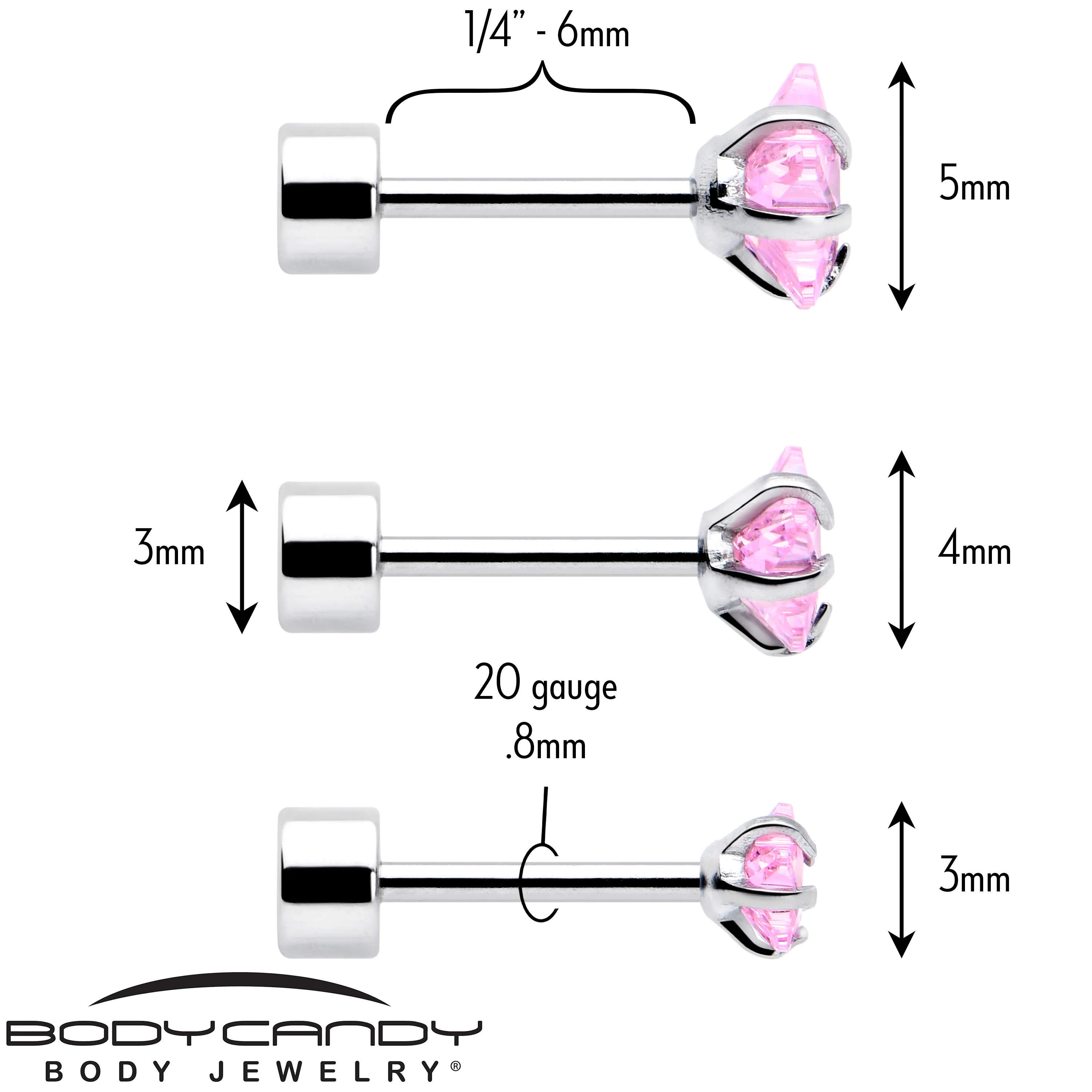 Pink Star CZ Flat Back Stud Earrings - 3 Pairs - Image 6