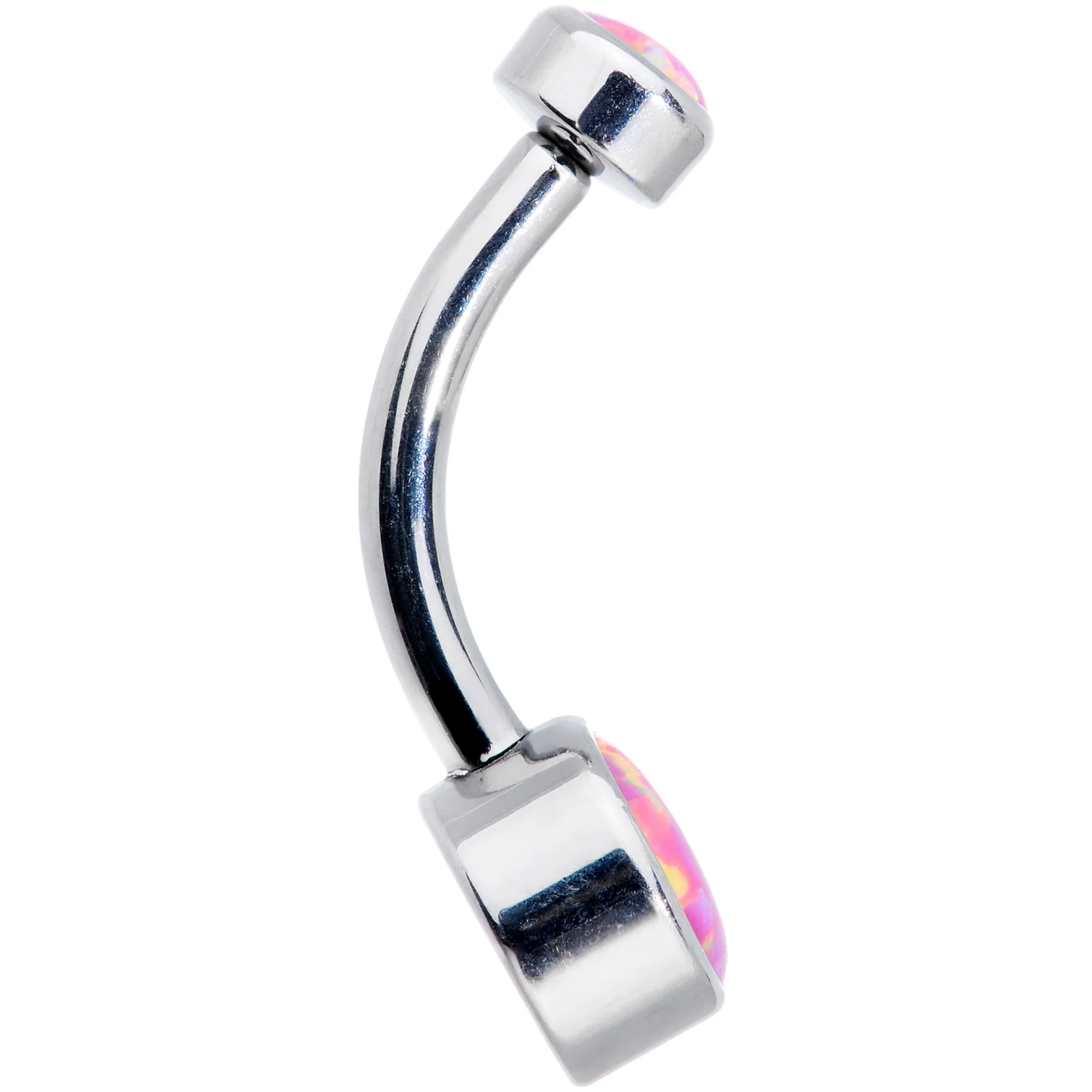 Pink Synthetic Opal Grade 23 Titanium Internal Thread Duo Belly Ring - Image 3