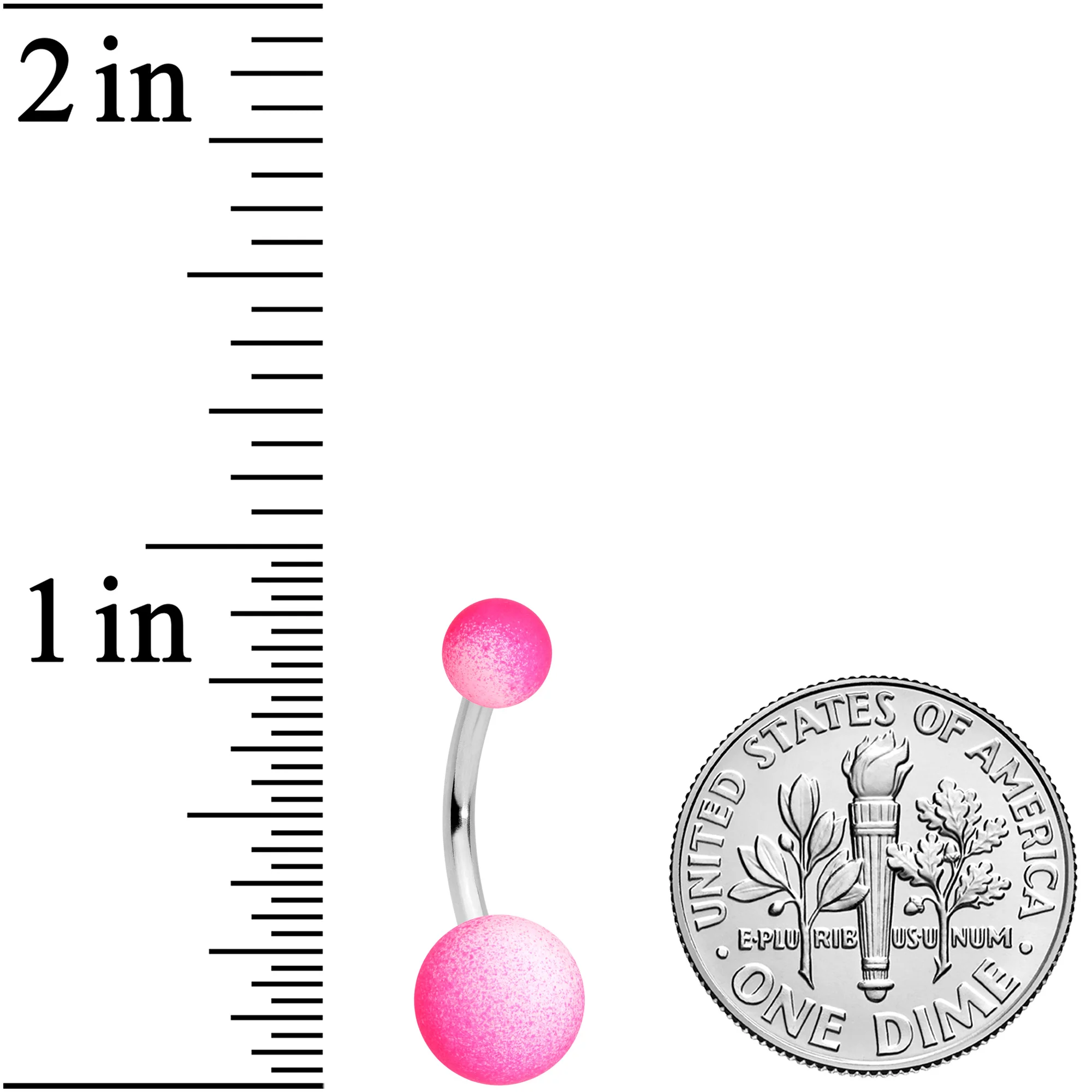Pink White Ombre Soft Finish Belly Ring - Image 2