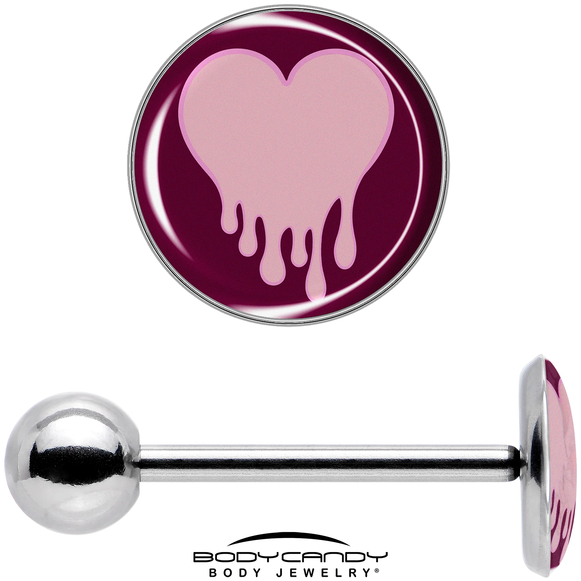 Pinkish Melting Heart Barbell Tongue Ring by Onyx O - Image 7