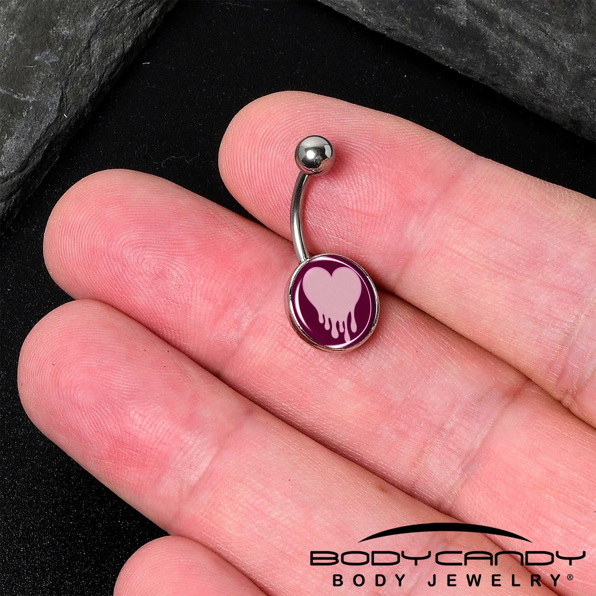 Pinkish Melting Heart Belly Ring by Onyx O - Image 2