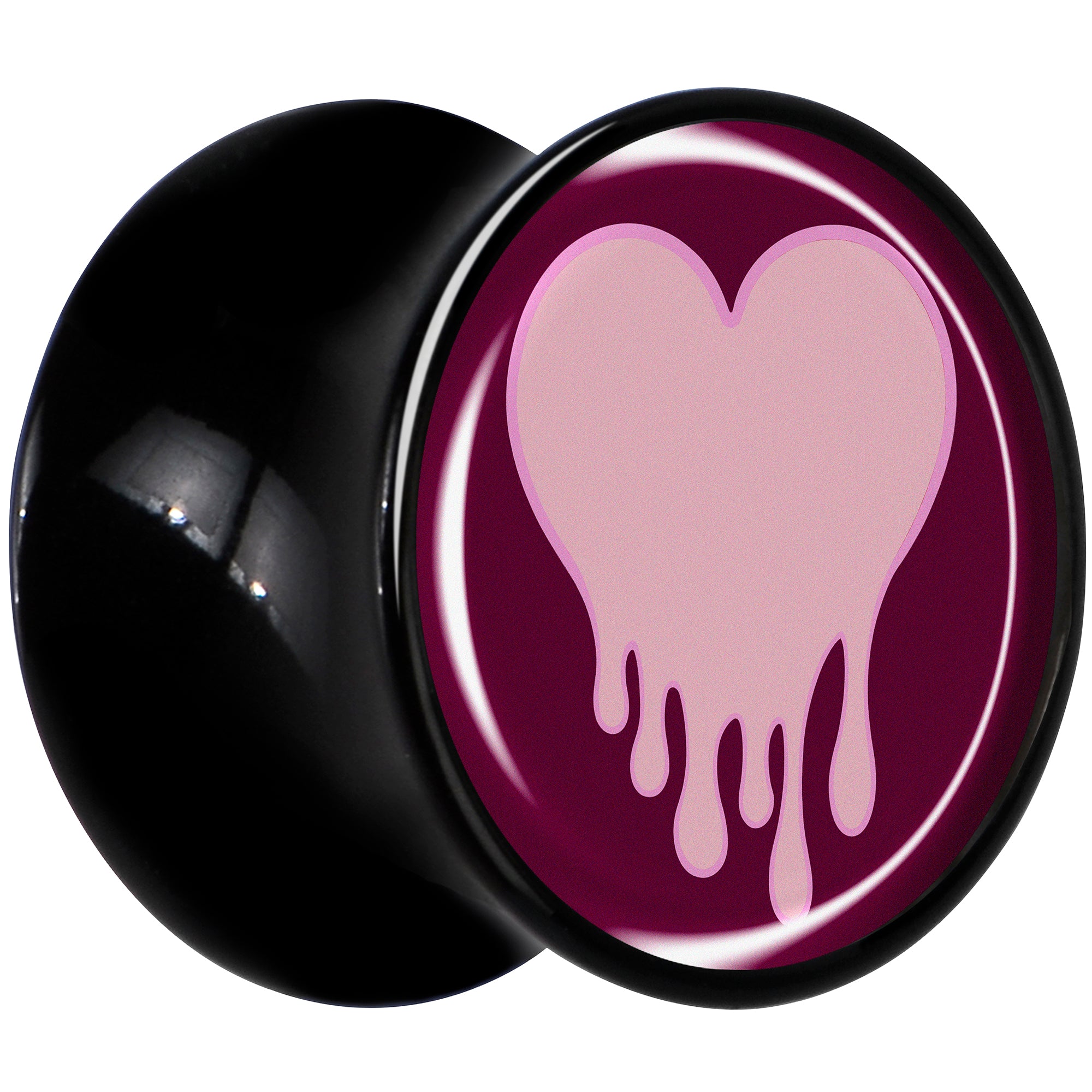 Pinkish Melting Heart Black Acrylic Saddle Plug Set by Onyx O - Image 3