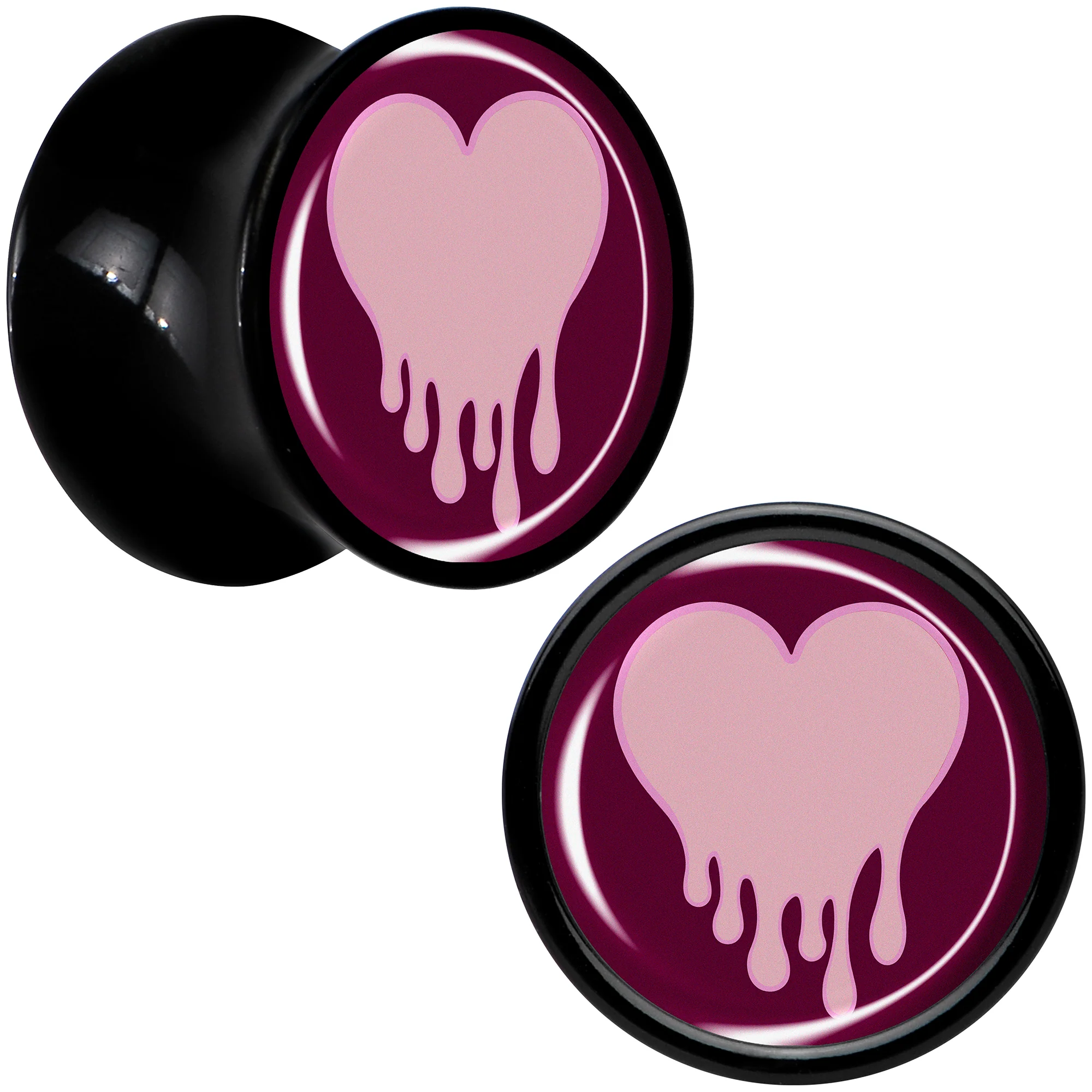 Pinkish Melting Heart Black Acrylic Saddle Plug Set by Onyx O - Image 6