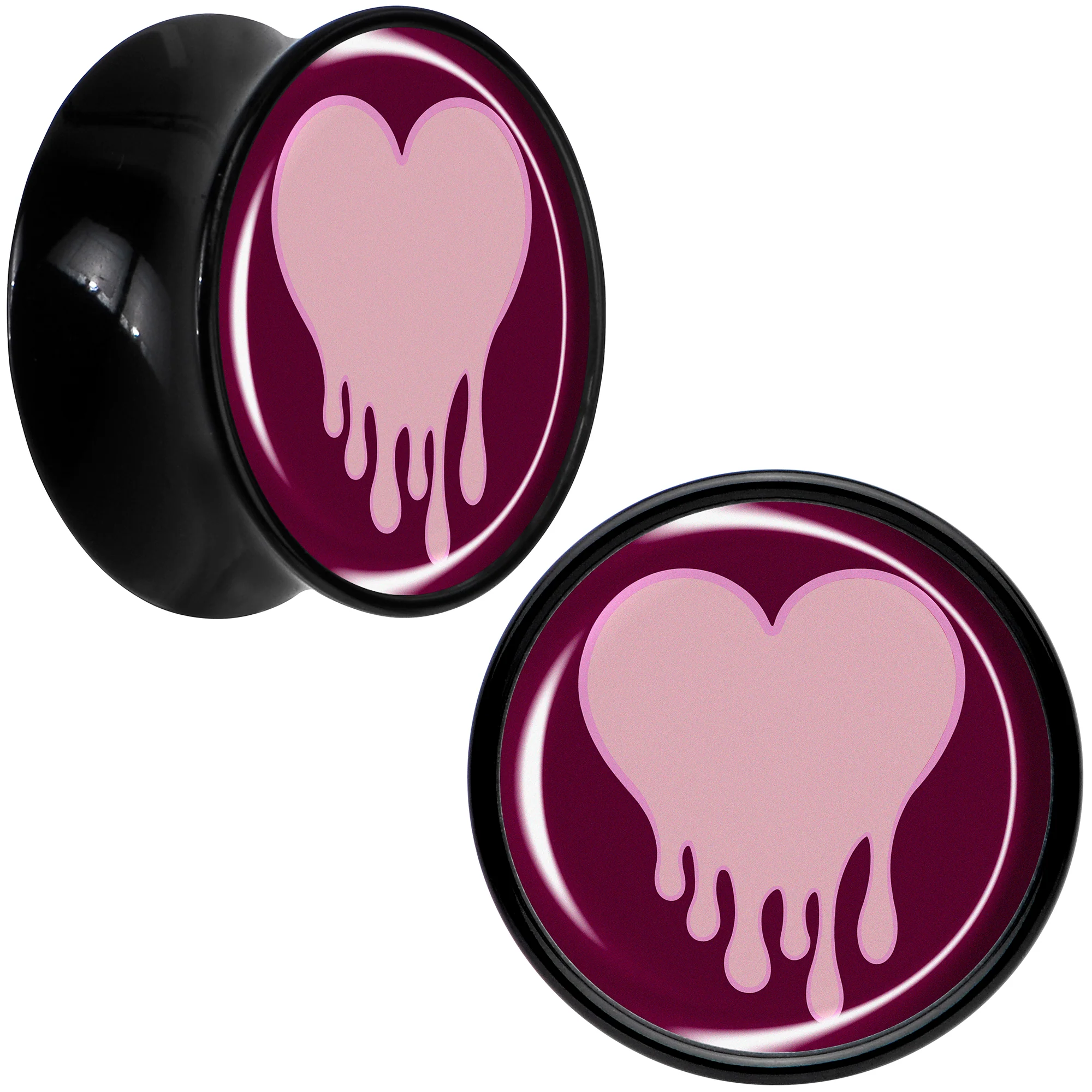 Pinkish Melting Heart Black Acrylic Saddle Plug Set by Onyx O - Image 9