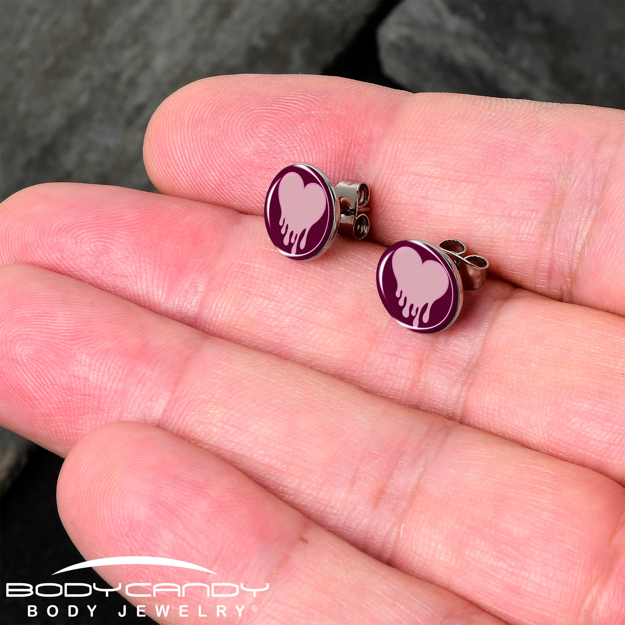 Pinkish Melting Heart Stud Earrings by Onyx O - Image 2
