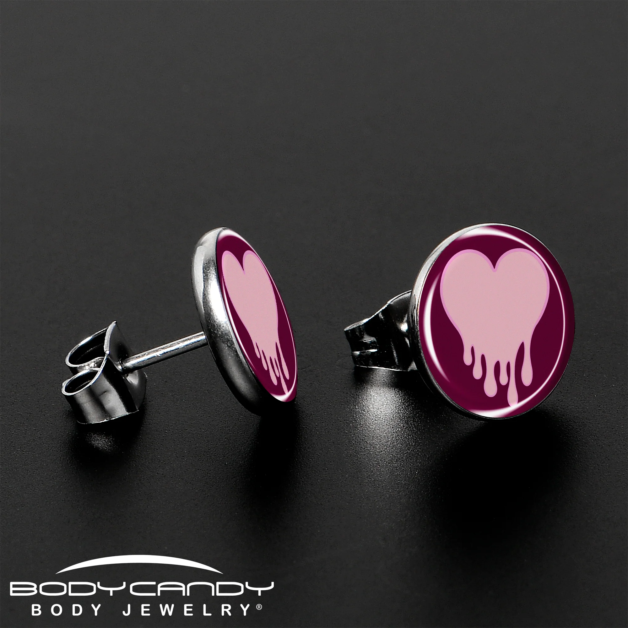 Pinkish Melting Heart Stud Earrings by Onyx O - Image 3
