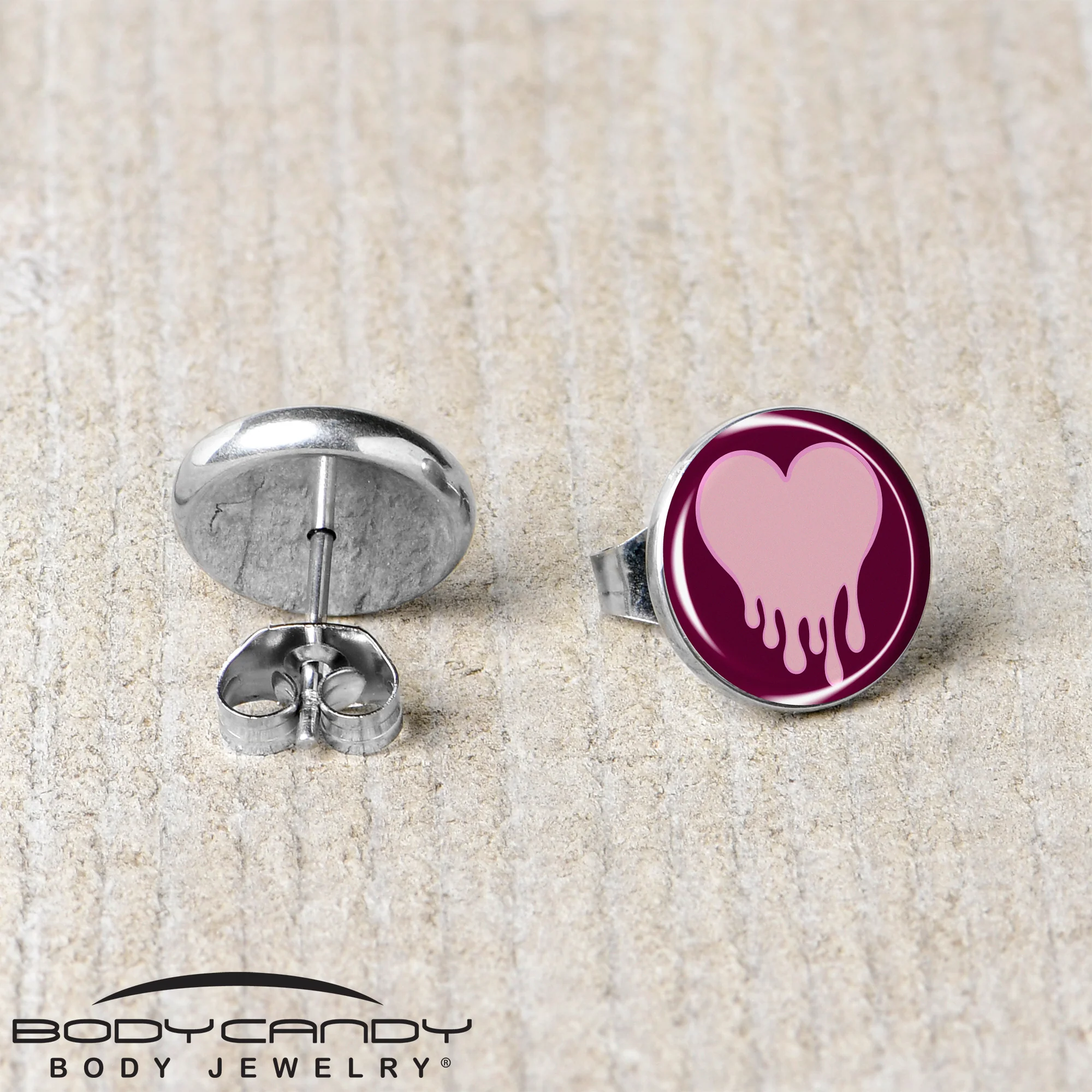 Pinkish Melting Heart Stud Earrings by Onyx O - Image 5