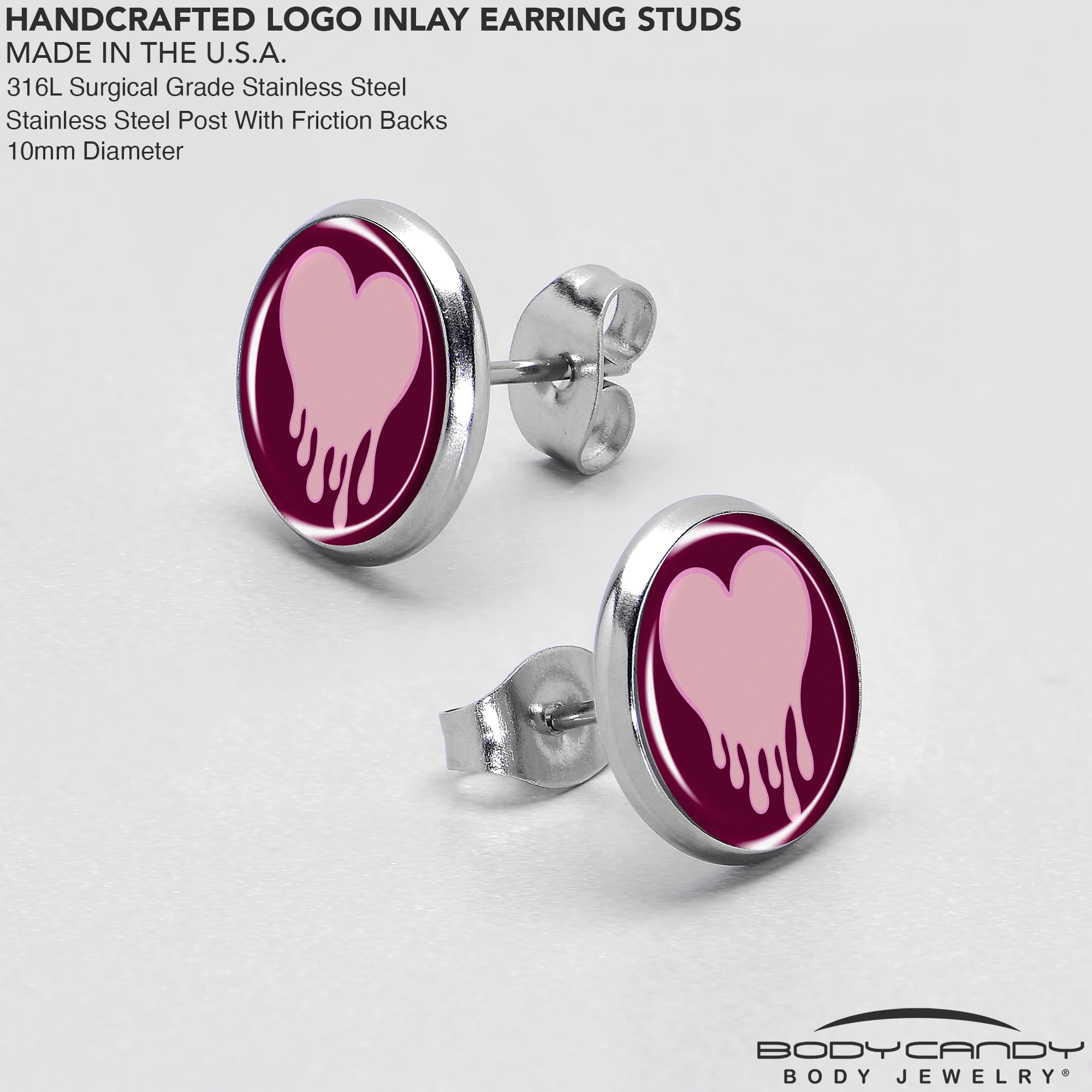 Pinkish Melting Heart Stud Earrings by Onyx O - Image 7