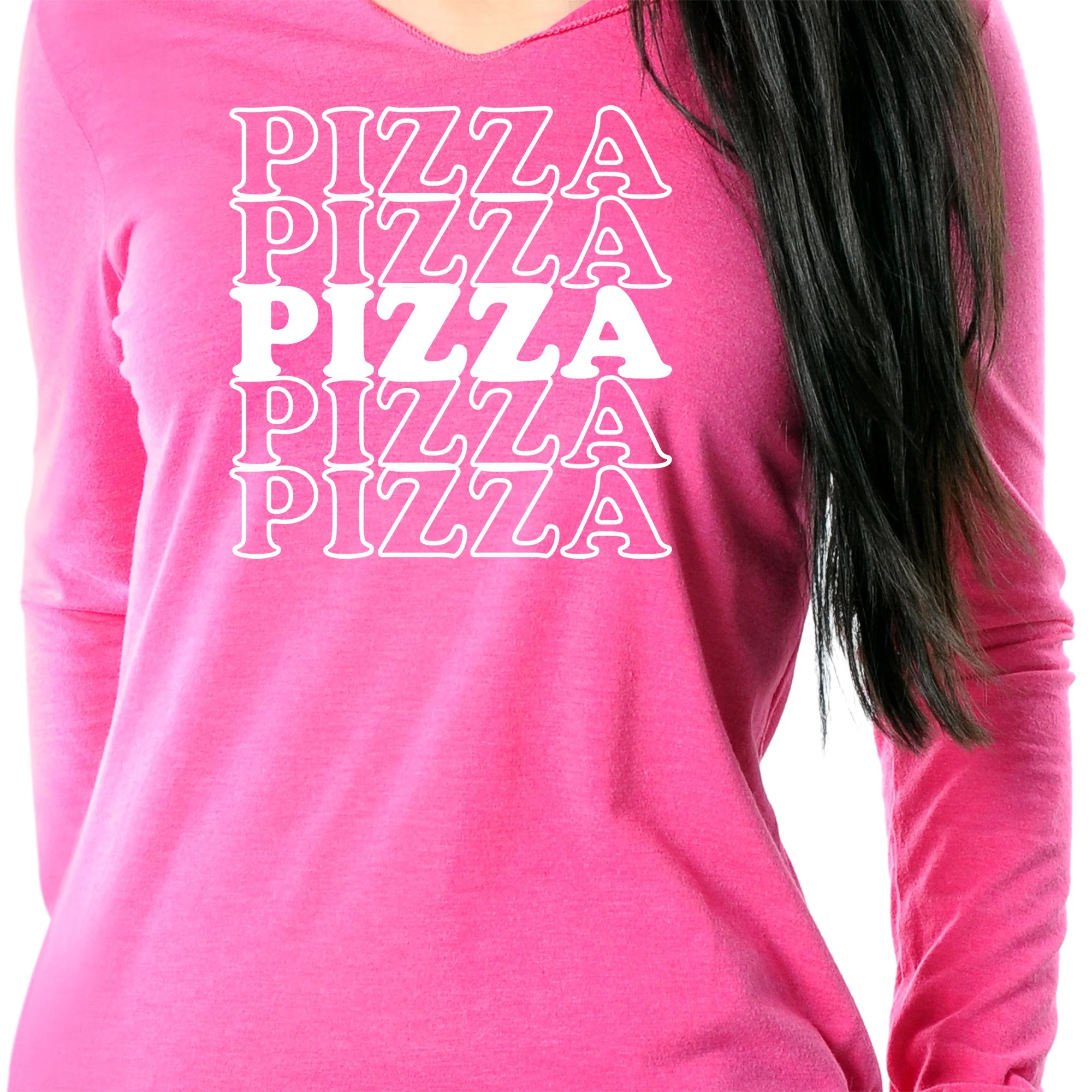 Pizza Pizza Pizza Pizza Pizza Tapered Long Sleeve Hoodie - Image 3