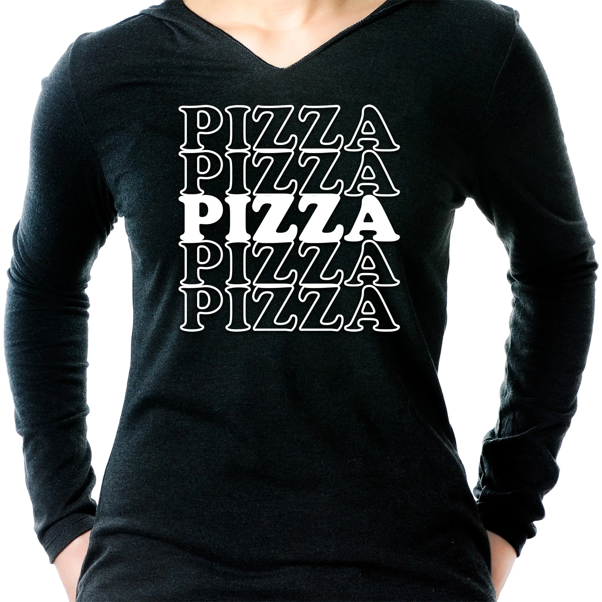 Pizza Pizza Pizza Pizza Pizza Tapered Long Sleeve Hoodie - Image 6