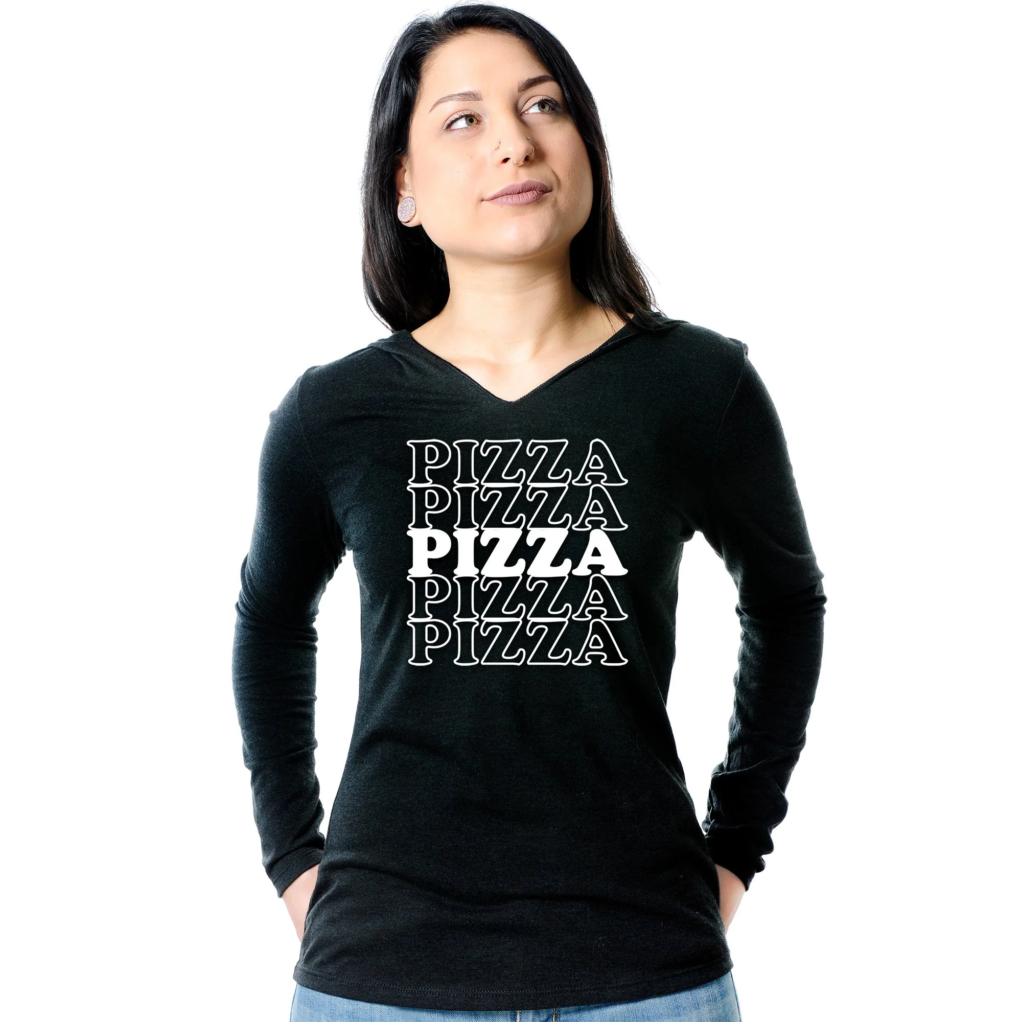 Pizza Pizza Pizza Pizza Pizza Tapered Long Sleeve Hoodie - Image 7