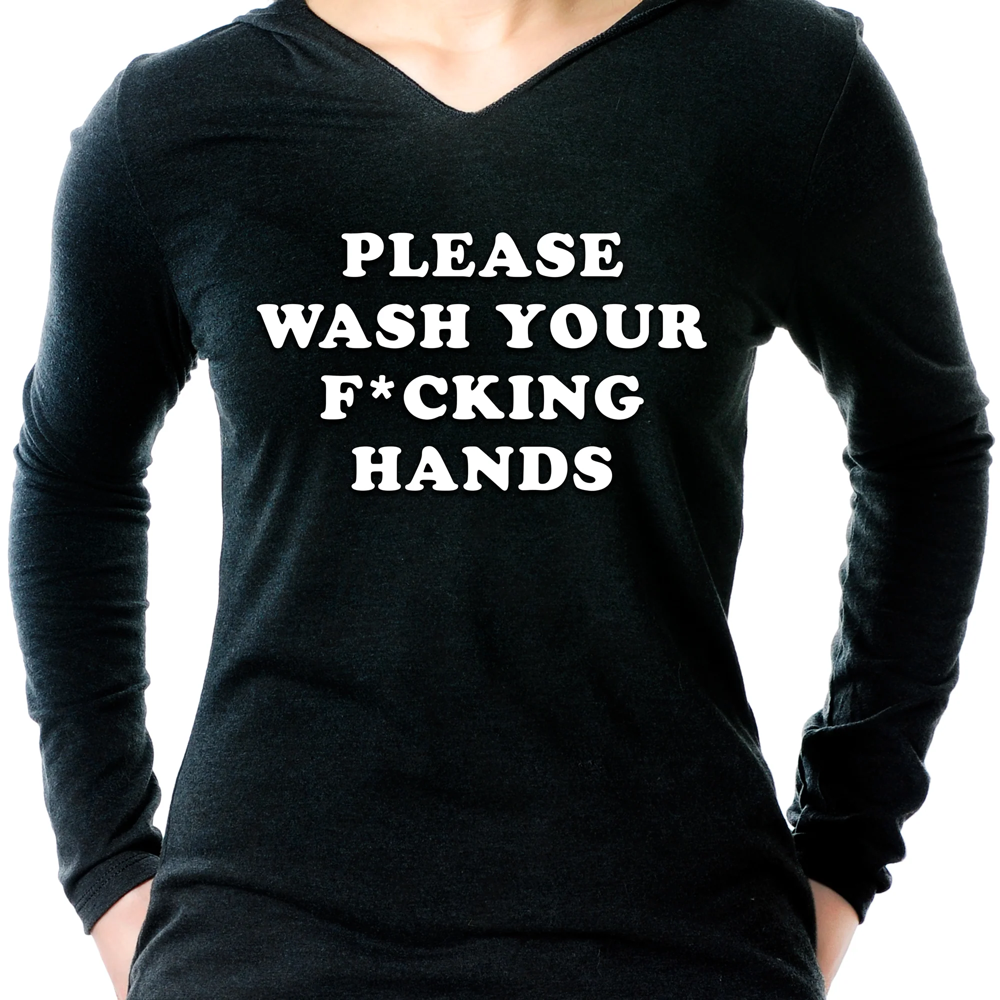 Please Wash Your F*cking Hands Tapered Long Sleeve Hoodie - Image 9