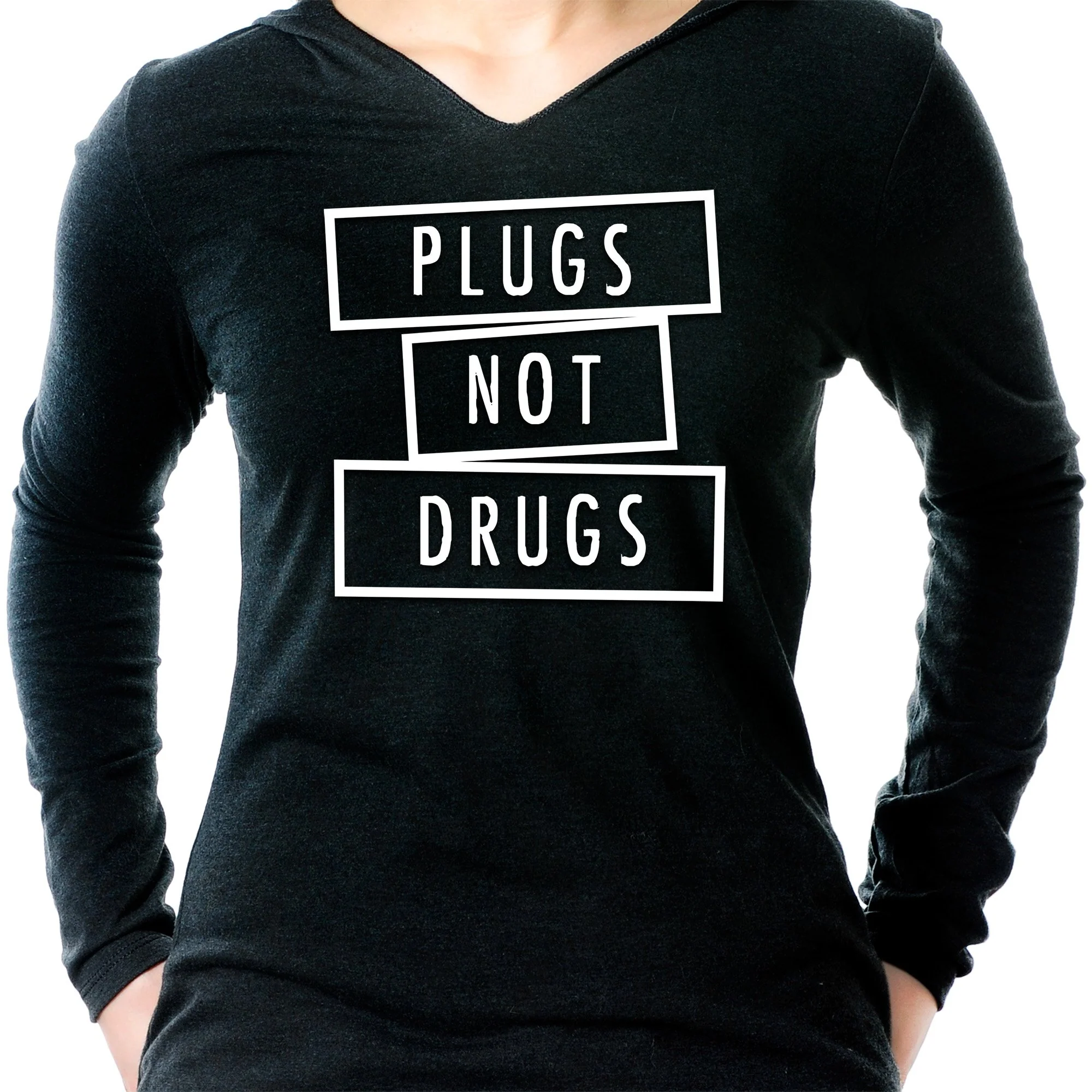Plugs Not Drugs  Tapered Long Sleeve Hoodie - Image 6
