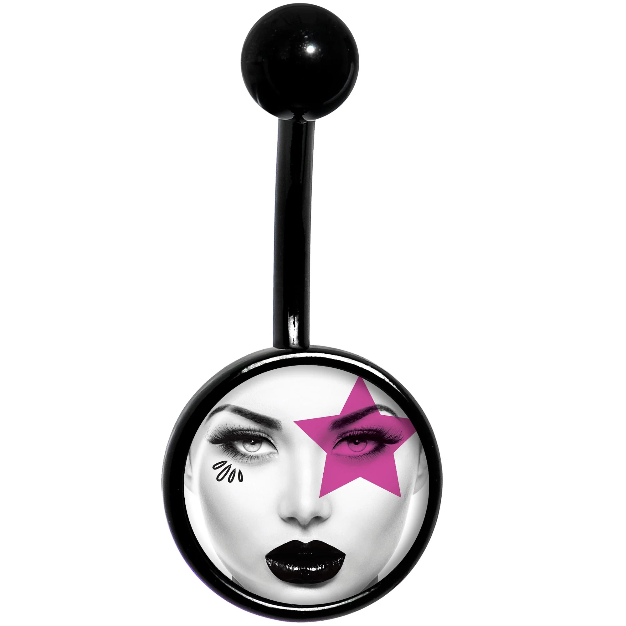 Pretty Pink Model Super Star Black Belly Ring - Image 2